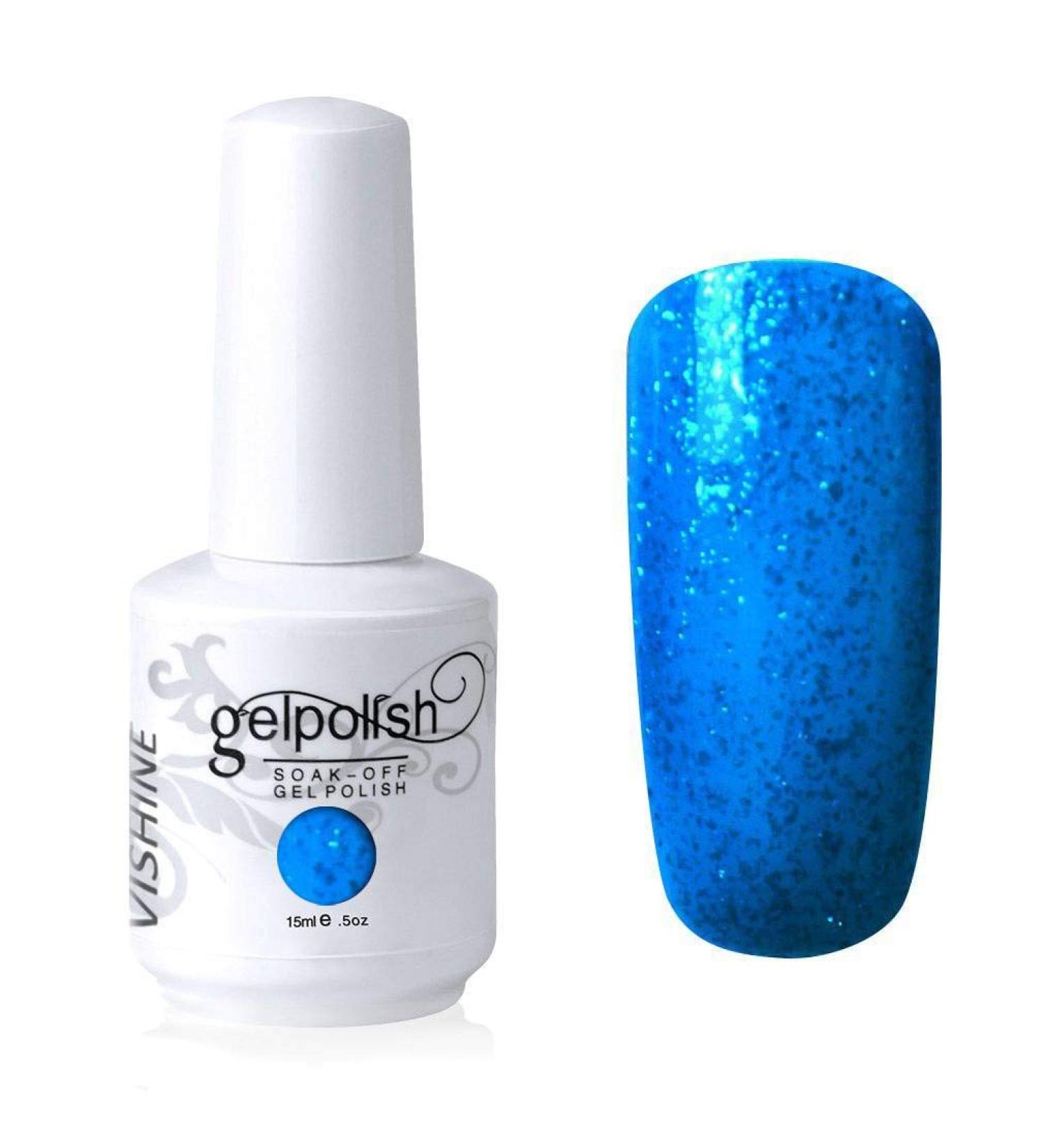 Vishine Nail Salon UV Manicure Polish Soak Off Gel Polish Nail Art Pearl Deepskyblue(643) #643 - Buy Online on GoSupps.com