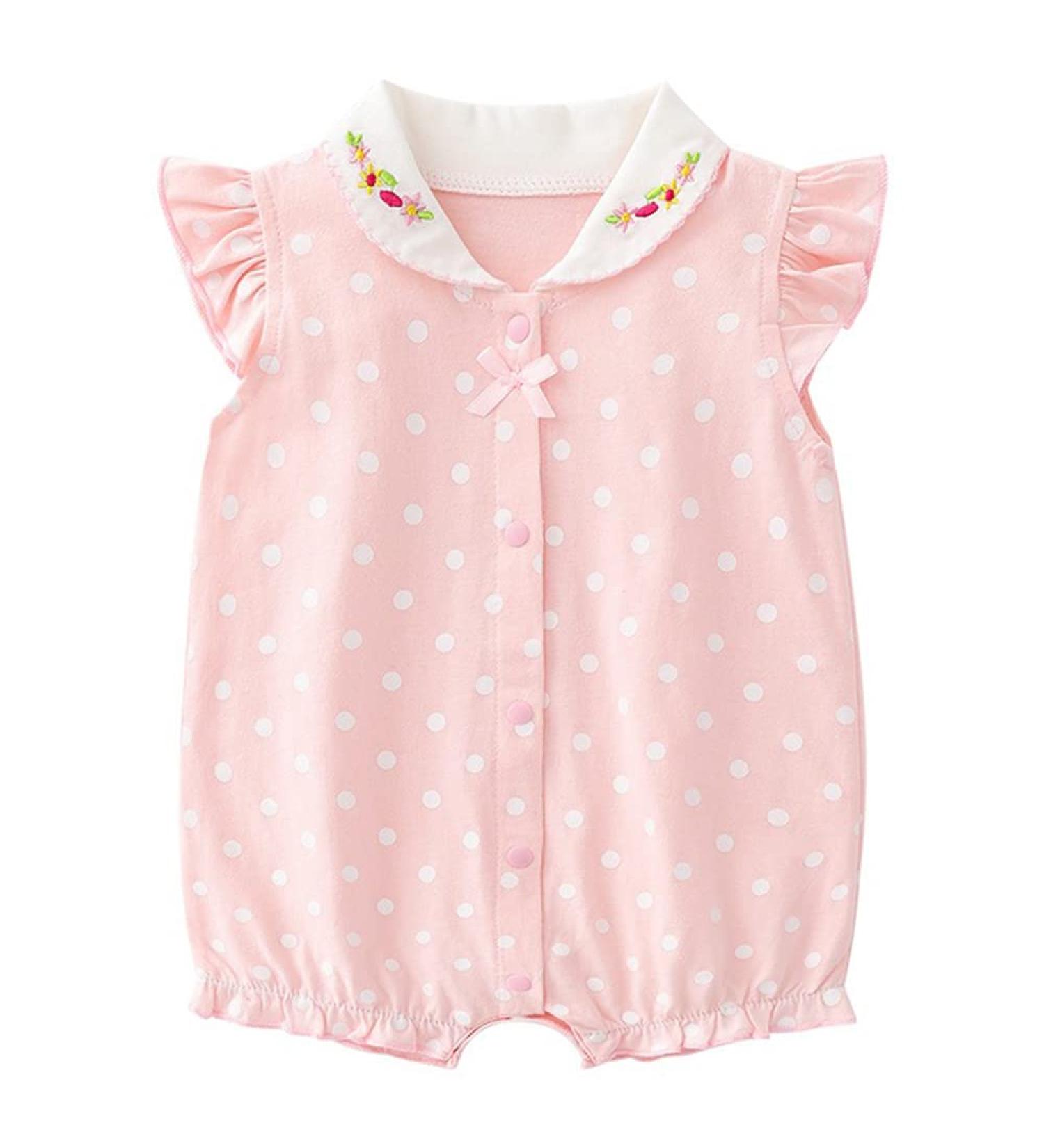 Minizone Baby Girls Summer Short Sleeve Romper Cotton Bodysuit 6-9 Months - Buy Online on GoSupps.com