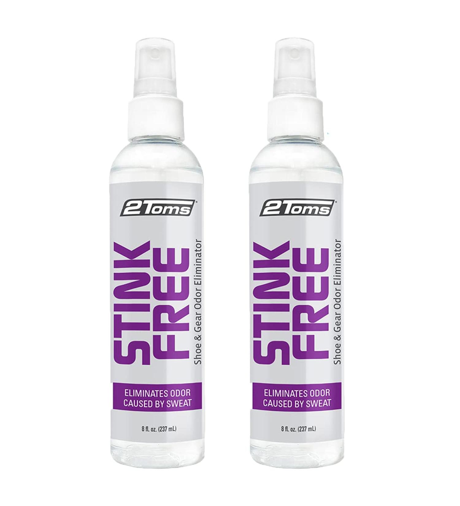 2Toms StinkFree Shoe Odor Eliminator Spray - 8 oz, Pack of 2 - Removes Gear Odors from Sweat - Buy Online on GoSupps.com
