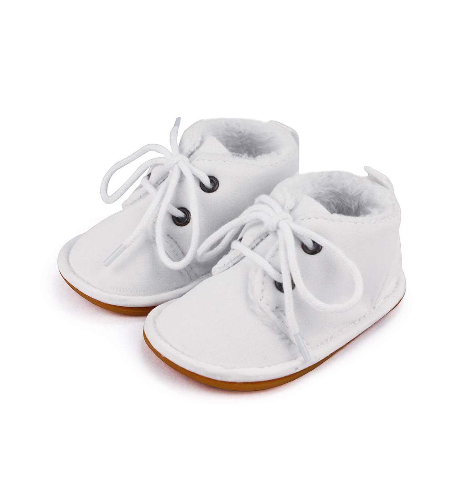 LACOFIA Baby Anti-Slip Lace-up Booties - 3-6 Months - White - Buy Online on GoSupps.com