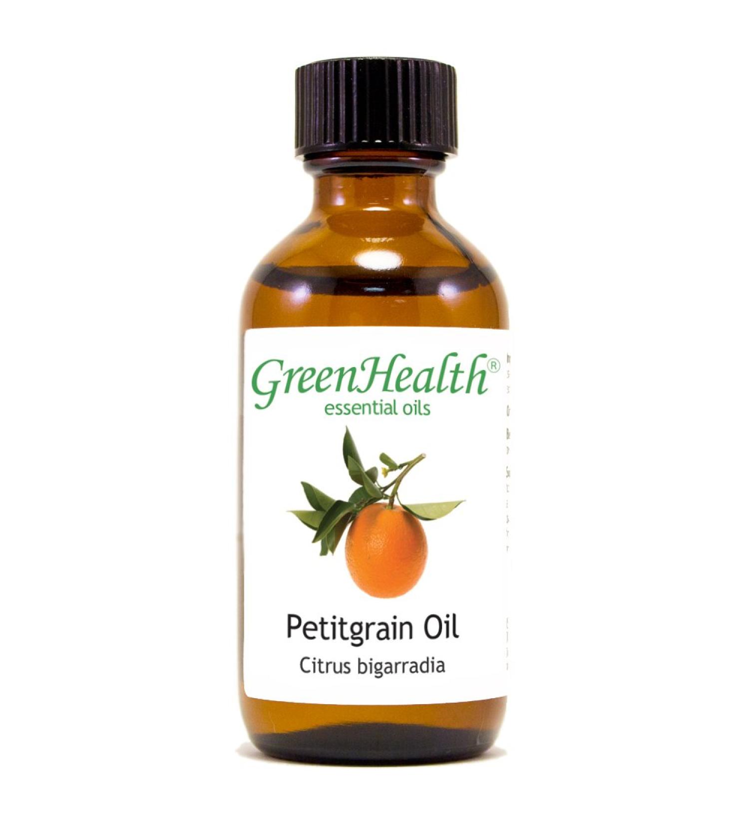 GreenHealth Petitgrain - 2 fl oz (59 ml) Glass Bottle with Cap - 100% Pure Essential Oil