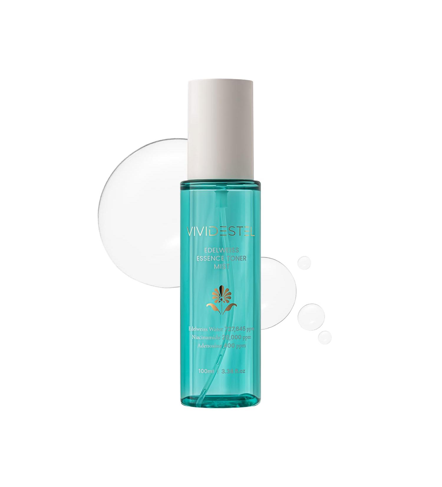 VIVIDESTEL Edelweiss Essence Toner Facial Mist - 727 645 ppm Edelweiss Flower Extract Essence Facial Toner Skin Mist - No Water & Oil Added - Edelweiss Extract and Niacinamide Facial Spray - 100ml - Buy Online on GoSupps.com