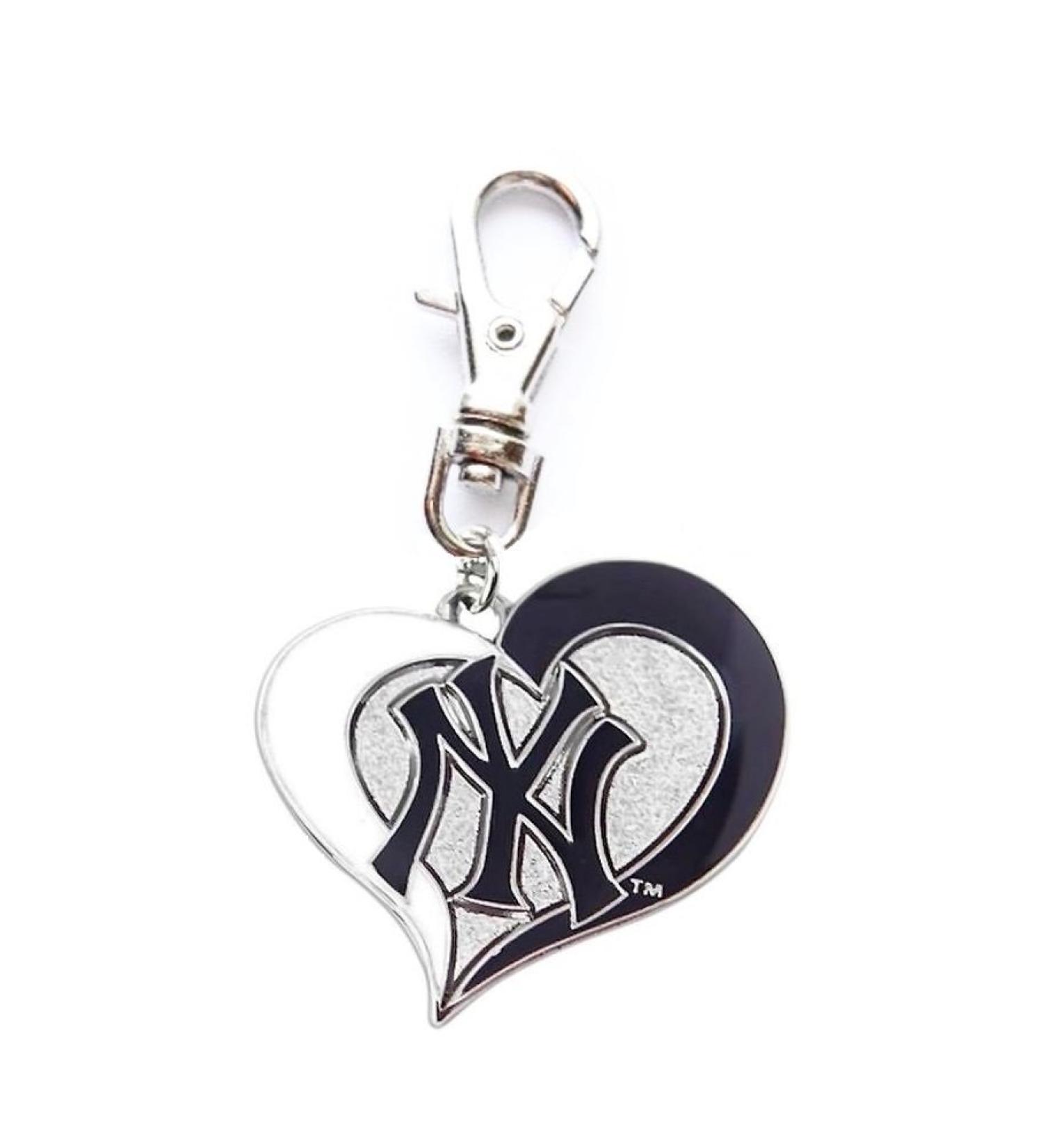 NY Yankees Baseball Heart Team Charm - 7/8 - Add to Pet Zipper Pull, Collar, Leash, Harness - Buy Online on GoSupps.com