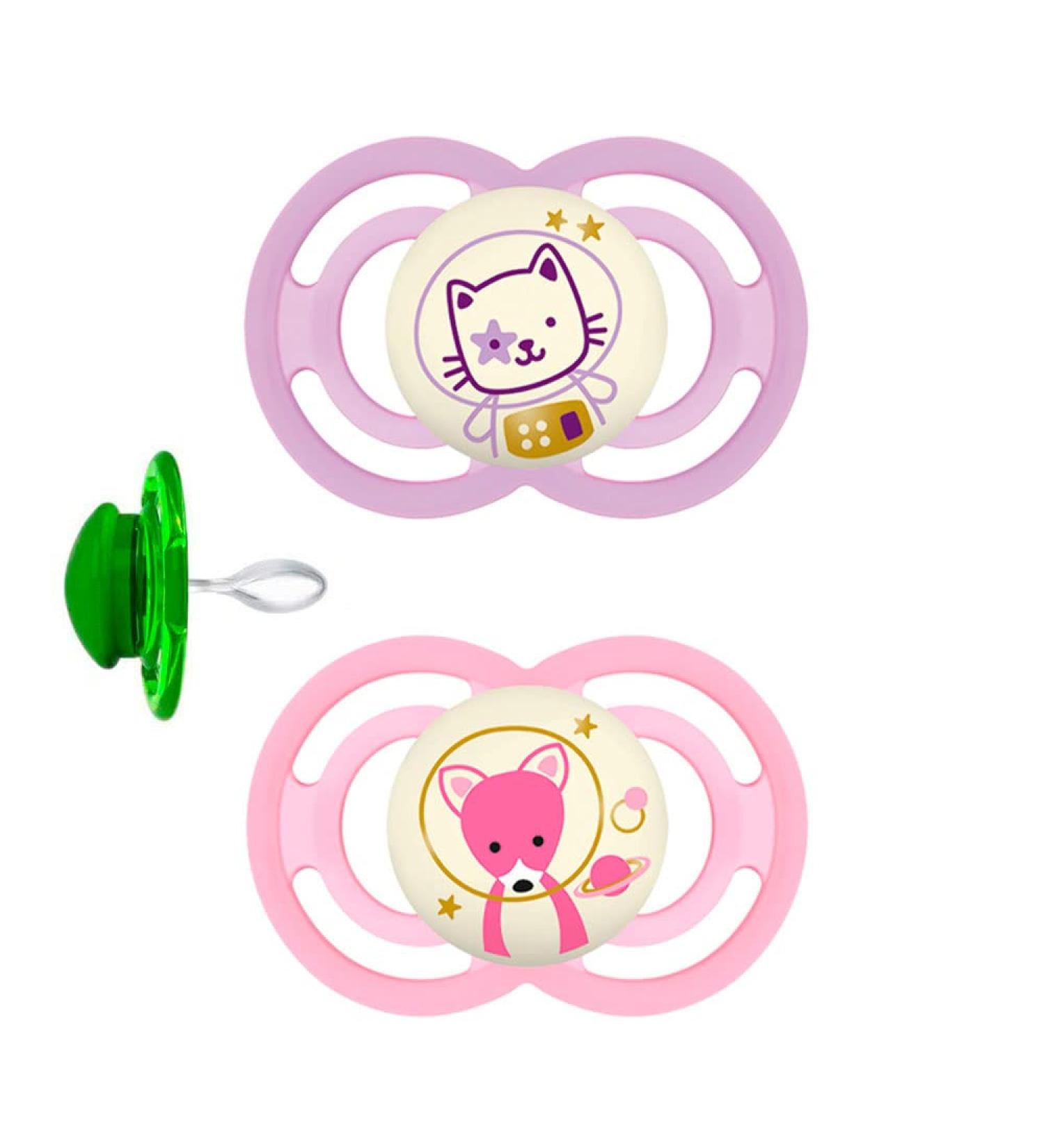 MAM Perfect Night Silicone Pacifier 16+ for Girls - Set of 2 with Sterilized Transport Boxes | International Shipping Available - Buy Online on GoSupps.com