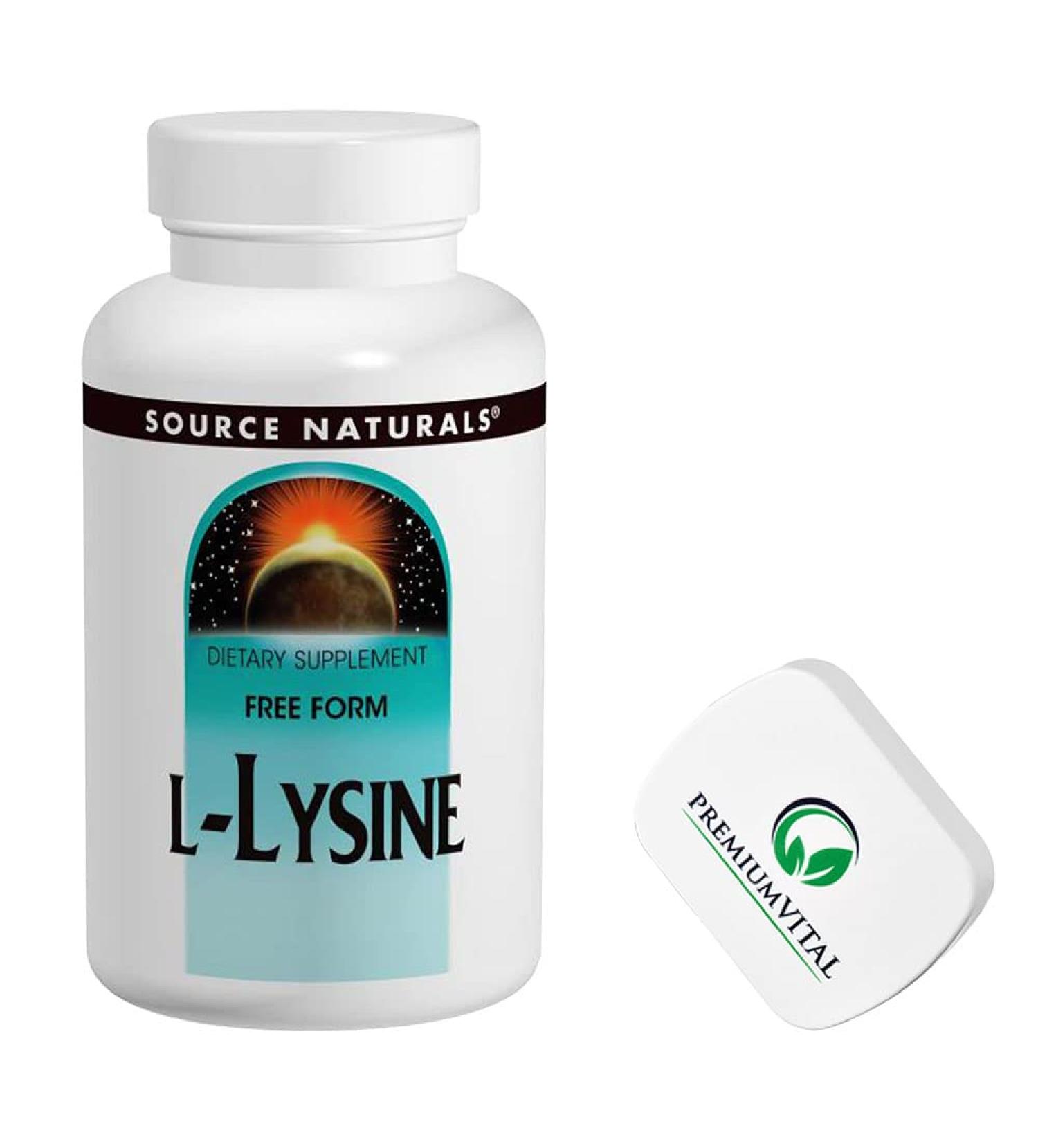 Premium Vital L-Lysine 1000mg - 100 Vegan Tablets | Source Naturals | Gluten-Free Soybean-Free Amino Acid Supplement - Buy Online on GoSupps.com