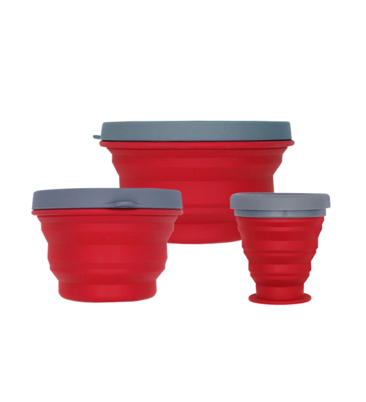 Willa + Woody 3 Pack Collapsible Camping Cookware Set with Bowls, Cup & Lids - Compact and BPA-Free for Hiking, Backpacking, Traveling, Fishing, and Picnics - Buy Online on GoSupps.com