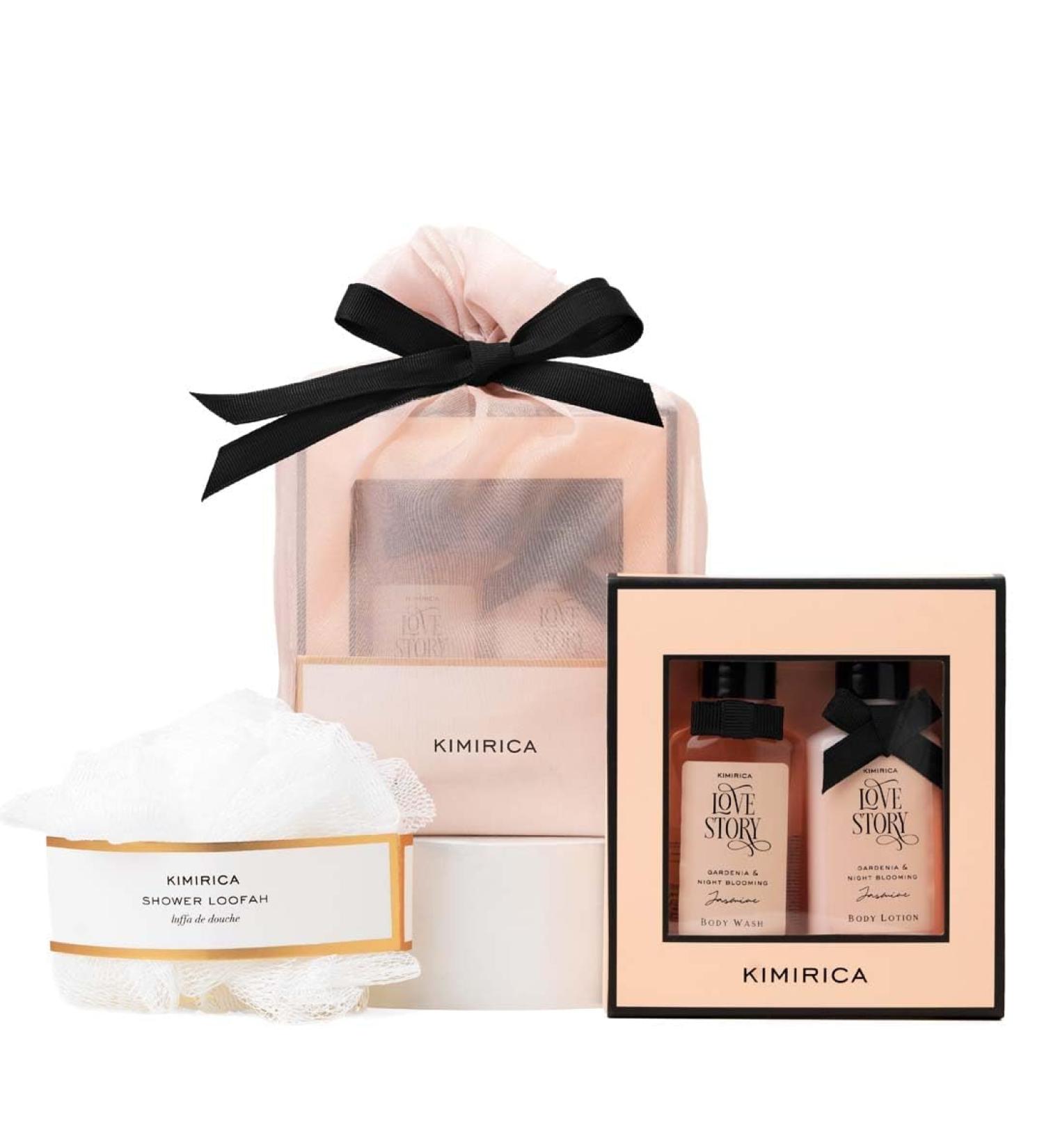 Ki.mirica "Nothing But Love Duo" Potli gift set | Fragnance of Gardenia and Night Blooming Jasmine | Perfect Valentines gift set | Contains Shower gel Body Lotion Loofah and Resuable Potli - Buy Online on GoSupps.com