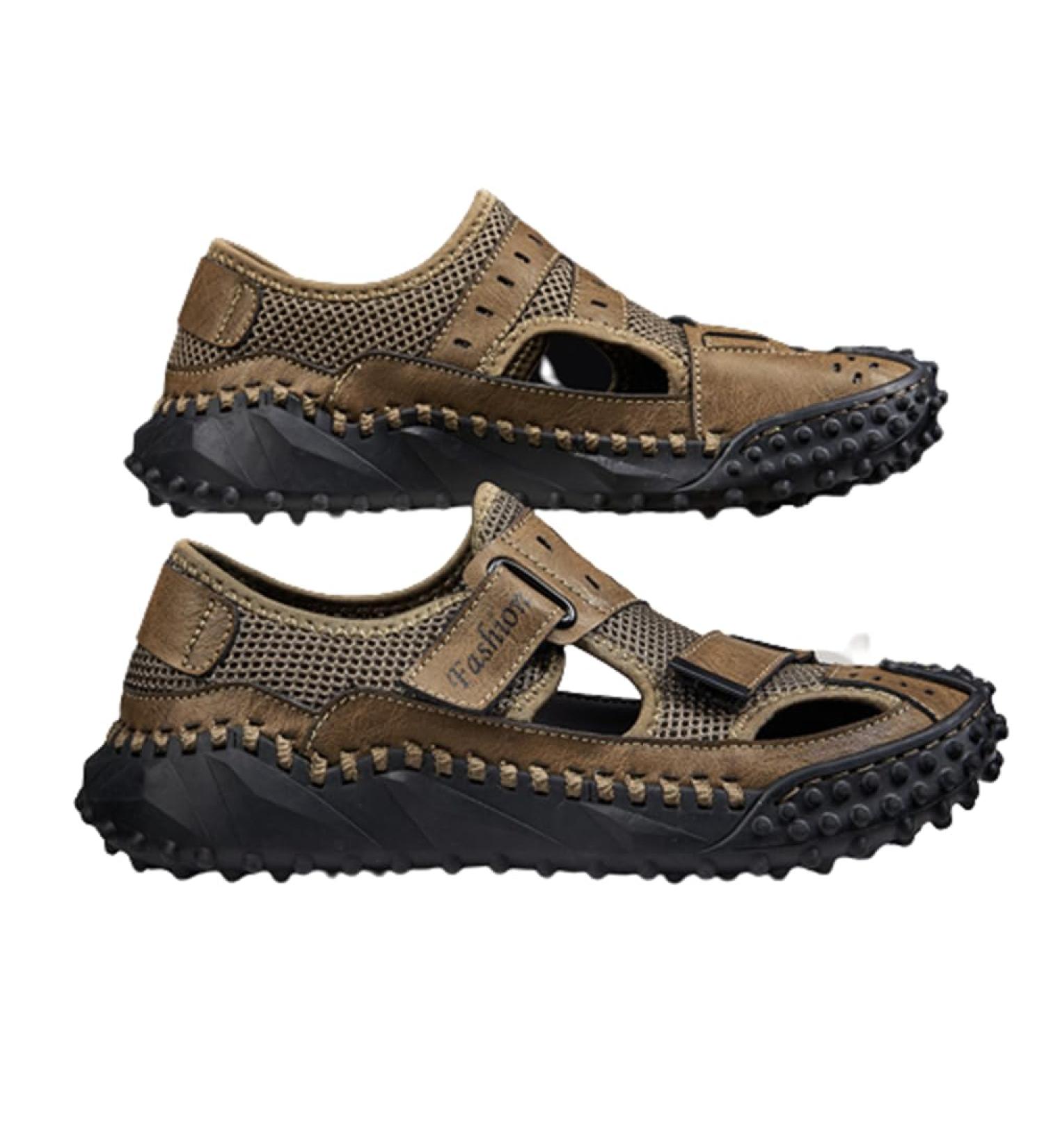 Buy Kaeaeilss Men's Leather Sandals - Comfortable Beach & Hiking Shoes Summer Trekking Footwear EU Size 41 Brown - Buy Online on GoSupps.com