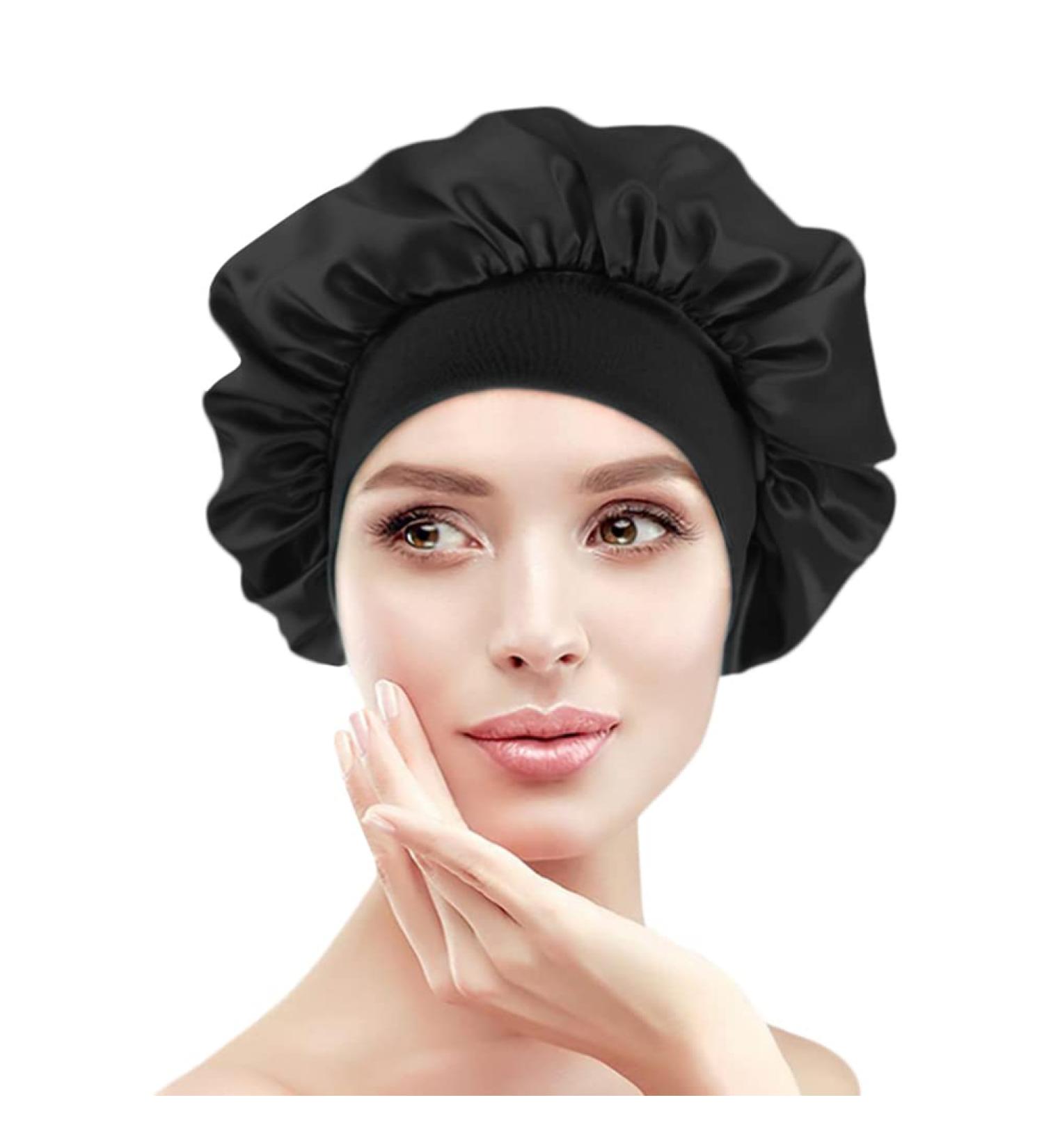 Satin Sleep Cap for Women | Soft Elastic Wide Band Night Hair Cover - Buy Online on GoSupps.com