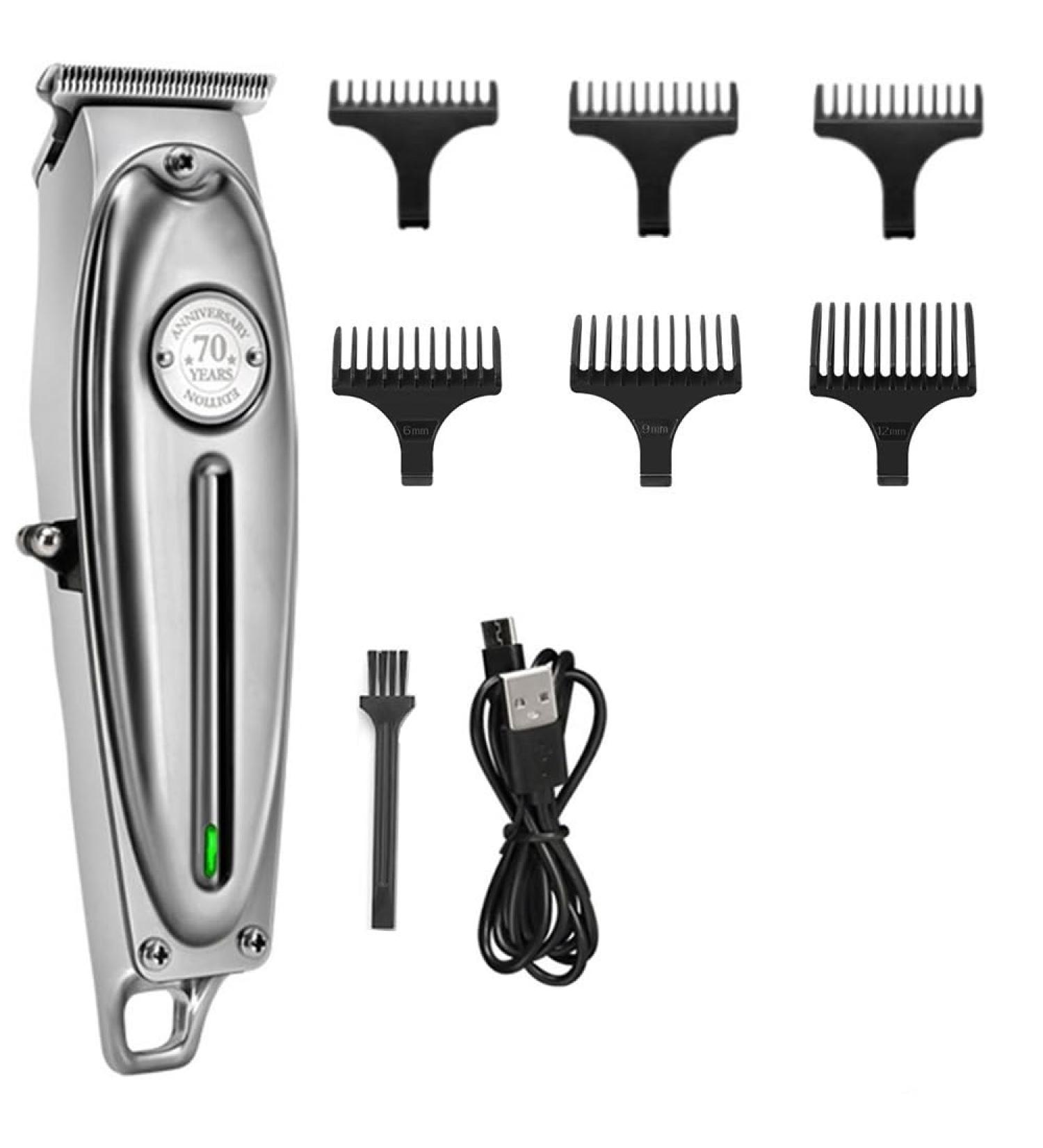 Professional Rechargeable Hair Clippers for Men - Electric Trimmer & Beard Clipper - Full Metal Design (Silver - Buy Online on GoSupps.com