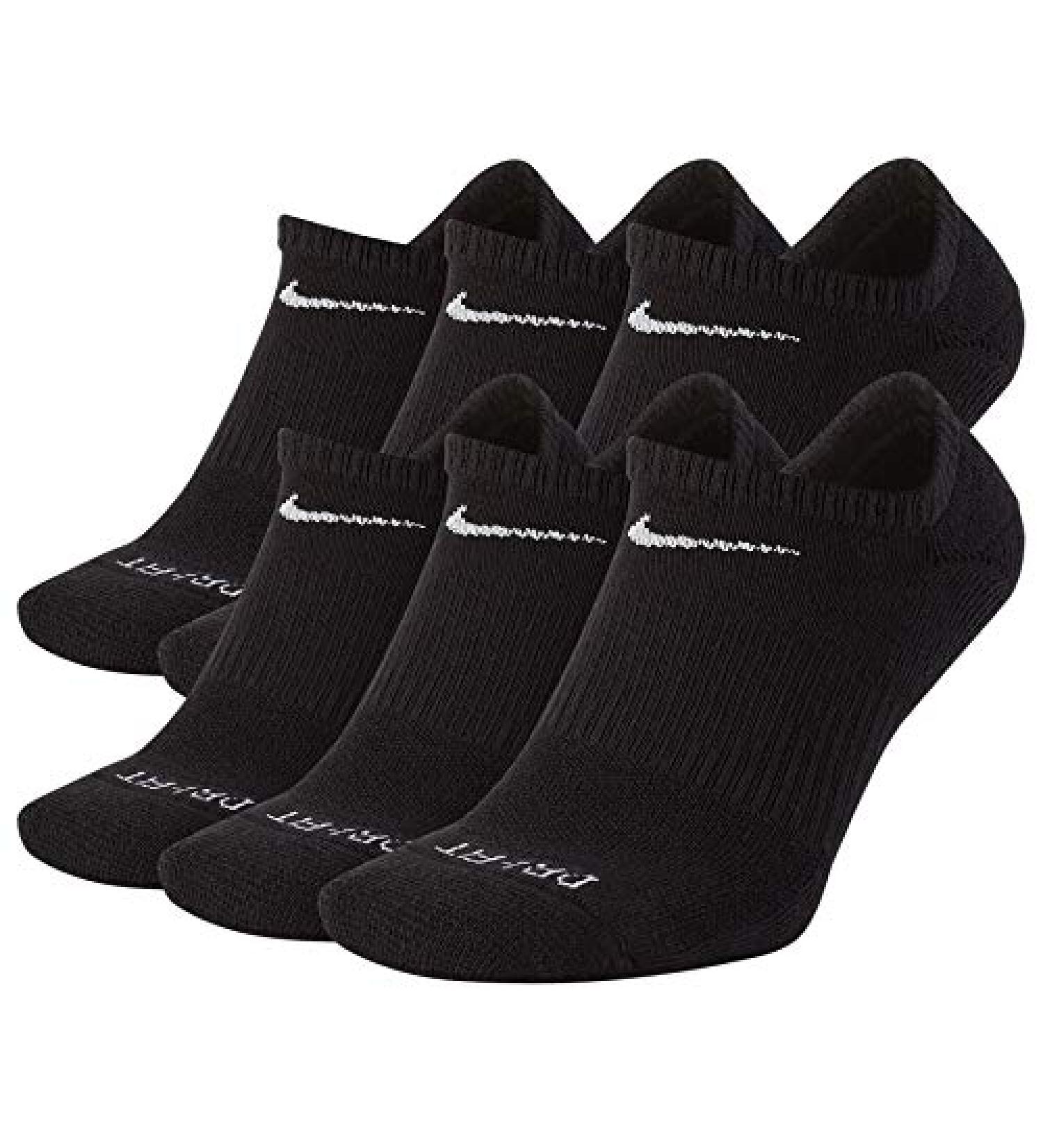 Nike Everyday Plus Cushion No Show Socks (6 Pack) - Black/White Large - Buy Online on GoSupps.com