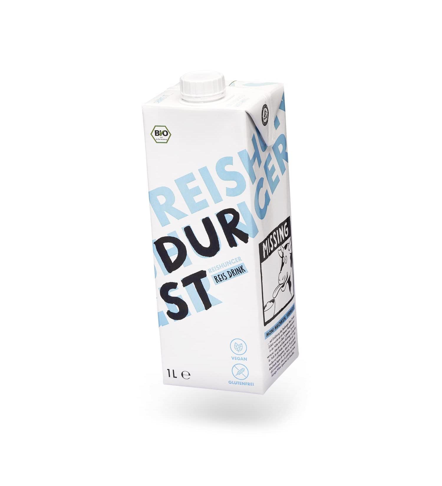 Reishunger Bio Reisdrink 5L - Vegan Organic Rice Drink | Lactose-Free Gluten-Free No Sugar or Additives - Buy 1L & 10L Packs Available - Buy Online on GoSupps.com