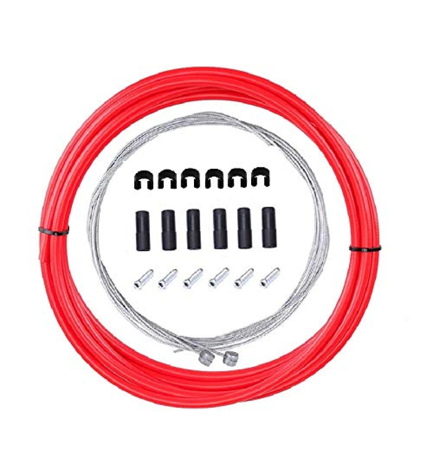 Fat-Cat Bike Brake Cable Housing Kit Set | Road and Mountain Bicycle Cycling | Includes Cables, Housing, Ferrules, and more | Red C-Clips Buckle - Buy Online on GoSupps.com