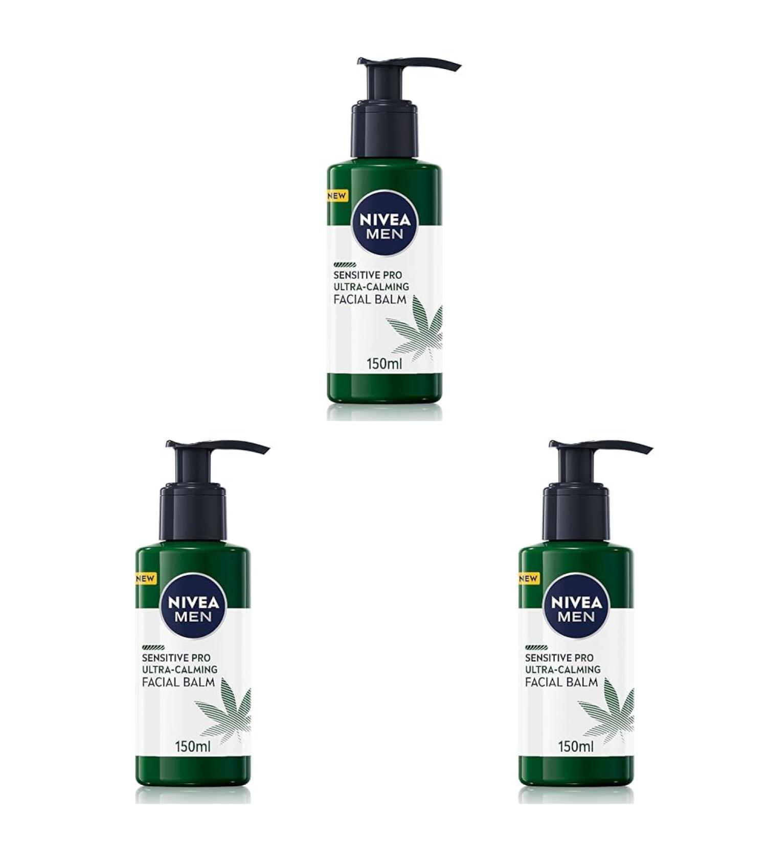 NIVEA MEN Sensitive Pro Ultra Calming Facial Balm (150 ml) Aftershave Balm Enriched With Hemp Seed Oil And Vitamin E For Stress-Minimising Face Care (Pack of 3) 150 ml (Pack of 3) - Buy Online on GoSupps.com