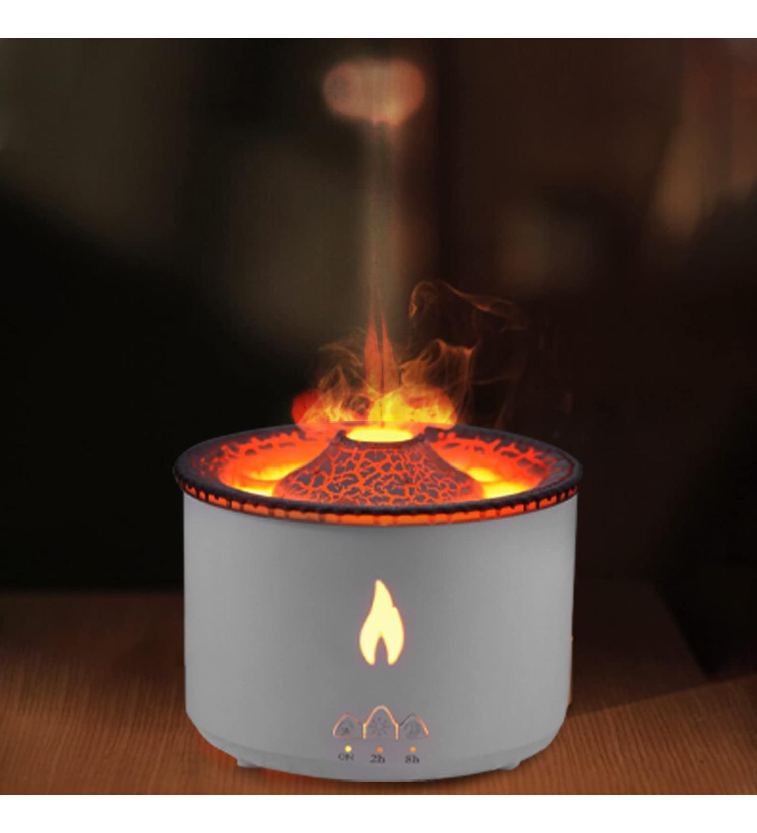 360ML Essential Oil Volcano Humidifier with Flame Lights - 2 Mist Modes, Waterless Auto Shut-Off - Ideal for Bedroom and Office - GJCrafts - Buy Online on GoSupps.com