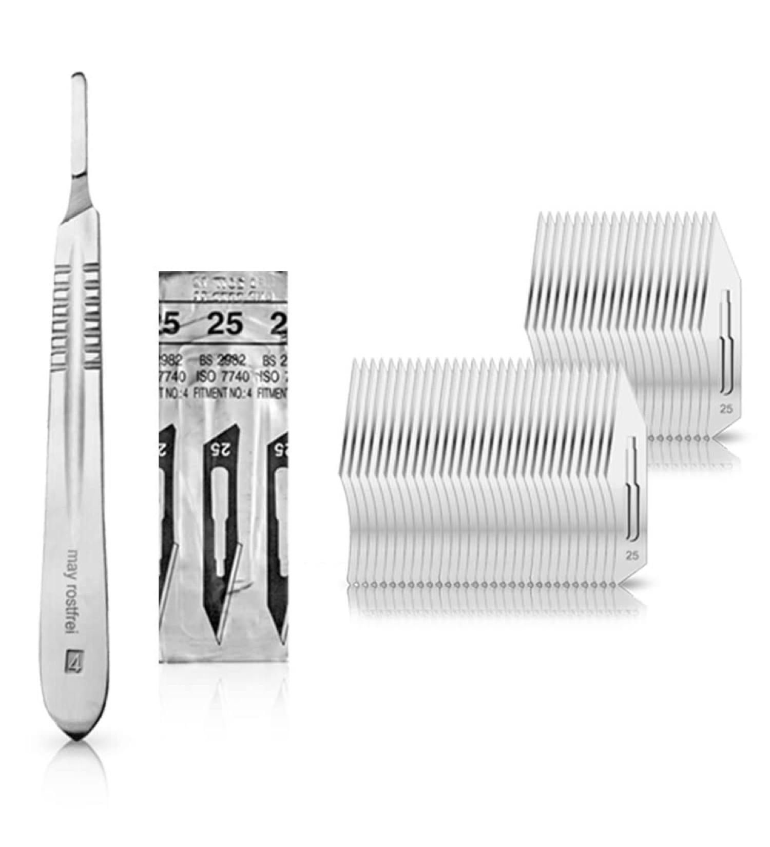 Premium Craft Knife Set - Stainless Steel Hobby Scalpel Handle & 50 Carbon Steel Replacement Blades for Precision Cutting - International Shipping Available - Buy Online on GoSupps.com