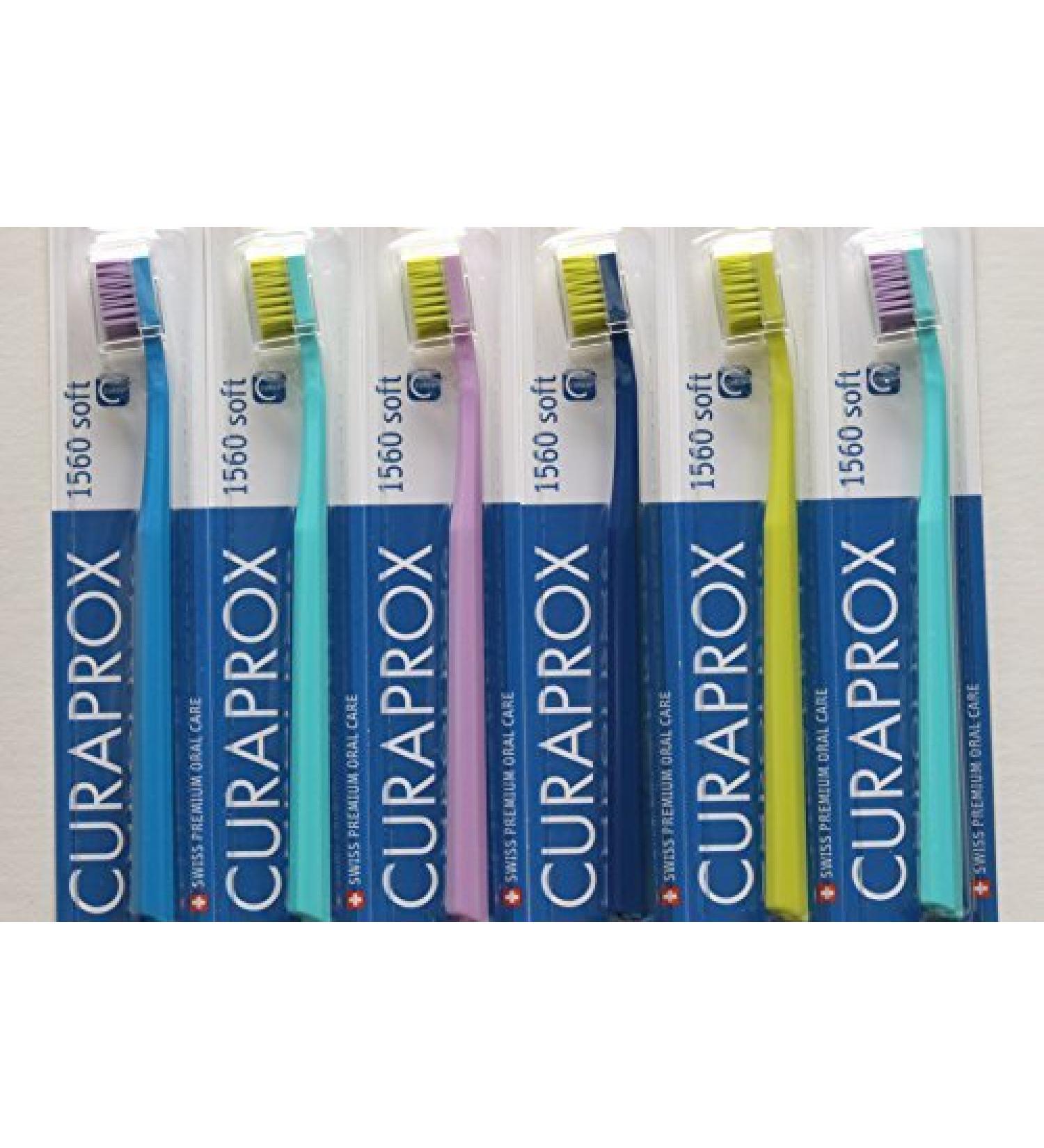 Sensitive Soft Toothbrush 6 Brushes Curaprox 1560. Better Cleaning firm soft feeling in Impressive His & Hers Colors.by Curaprox