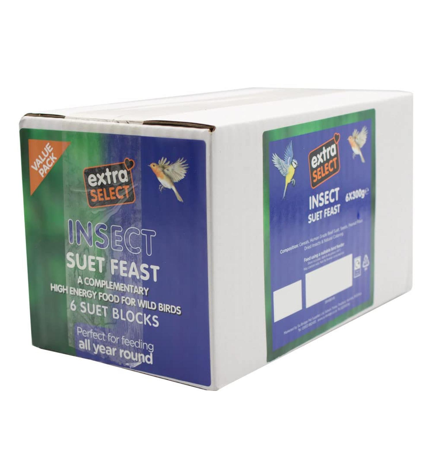 Extra Select Wild Bird High Energy Insect Suet Blocks 6x300gm