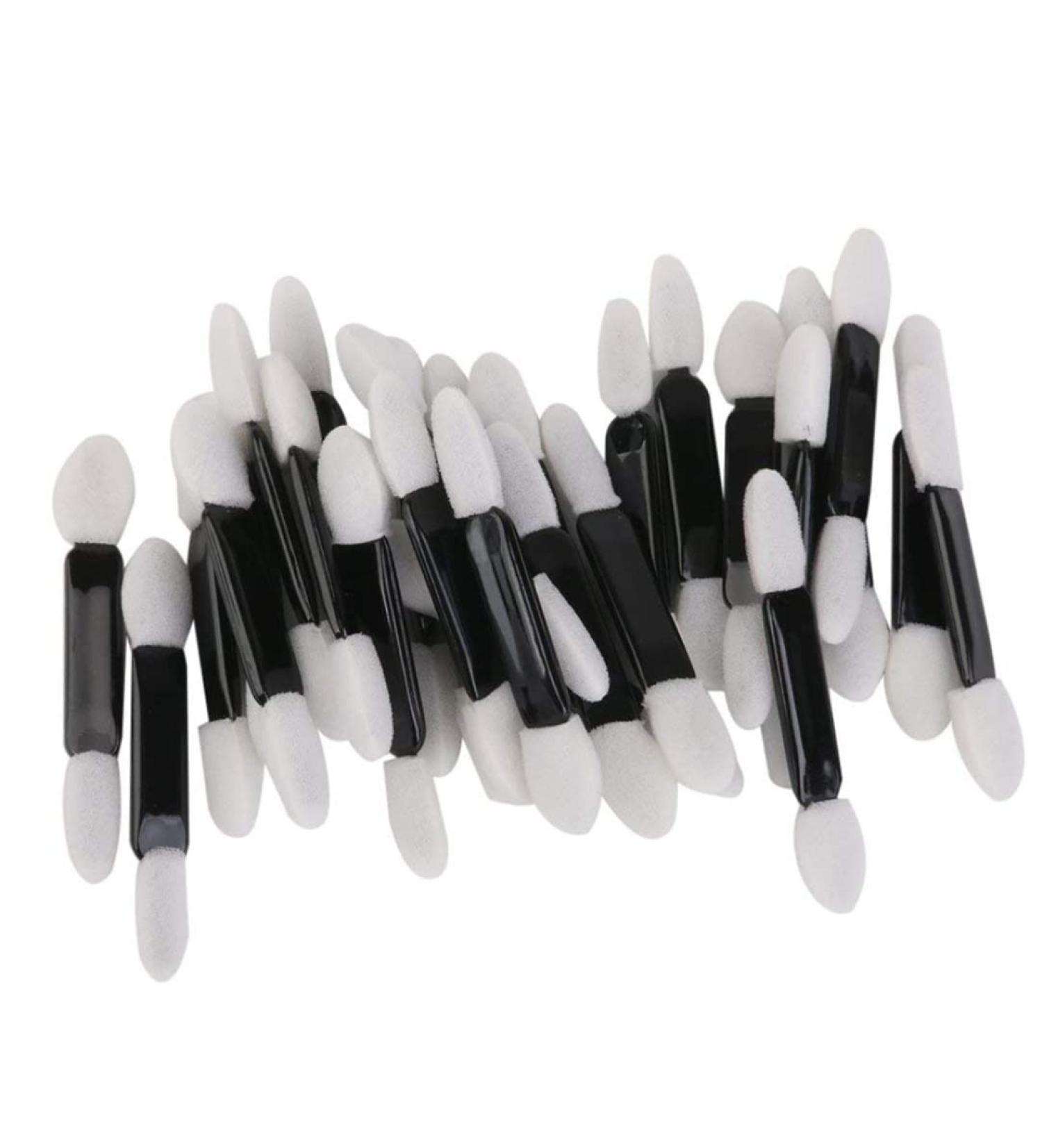 50pcs Disposable Ended Sponge Eye Shadow Applicators Dual Sided Eyeshadow Brush Sponge Tipped Oval Makeup Applicator Black - Buy Online on GoSupps.com