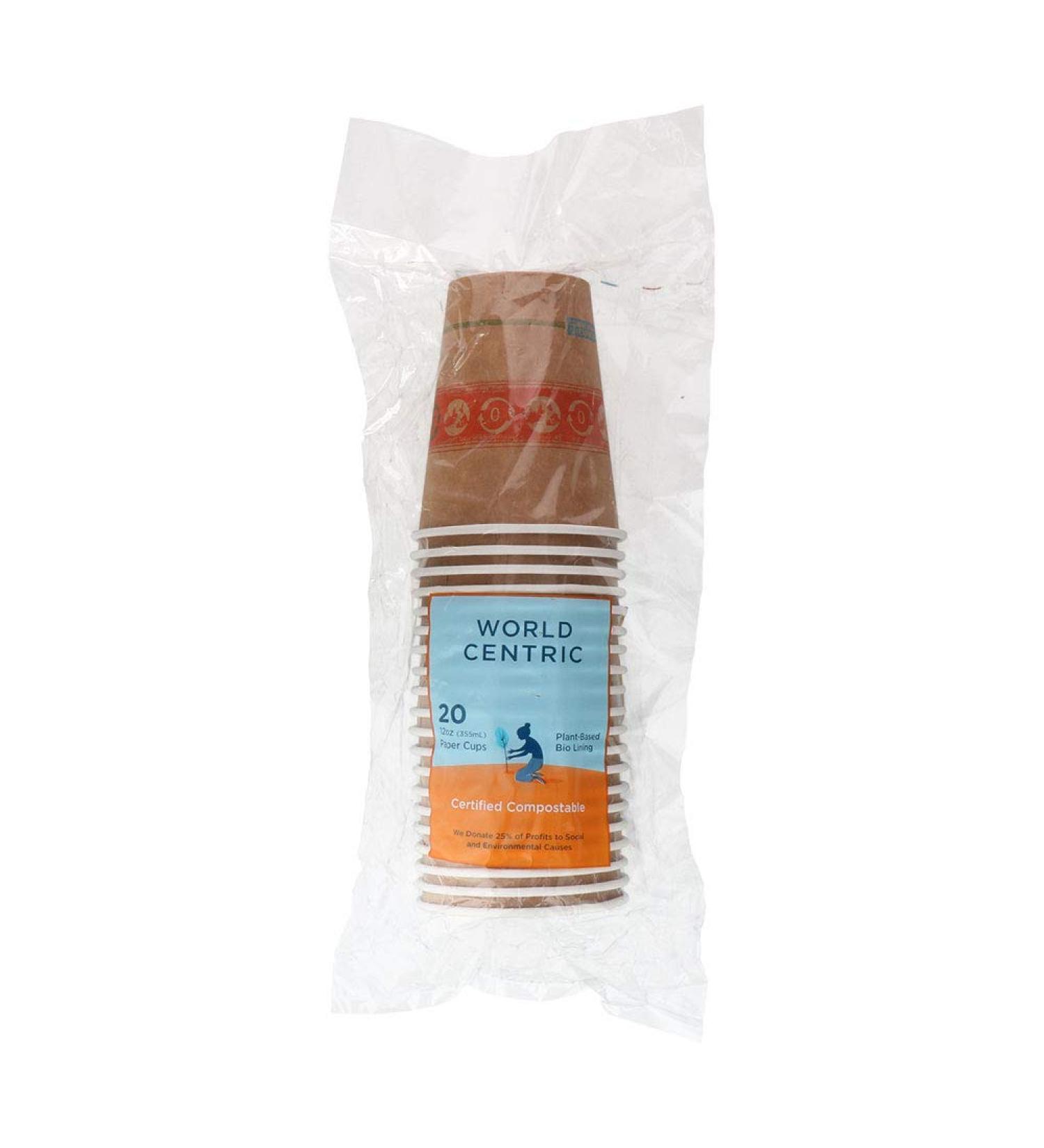 World Centric Compostable Hot Paper Cups, 12-Ounce, 20-Pack
