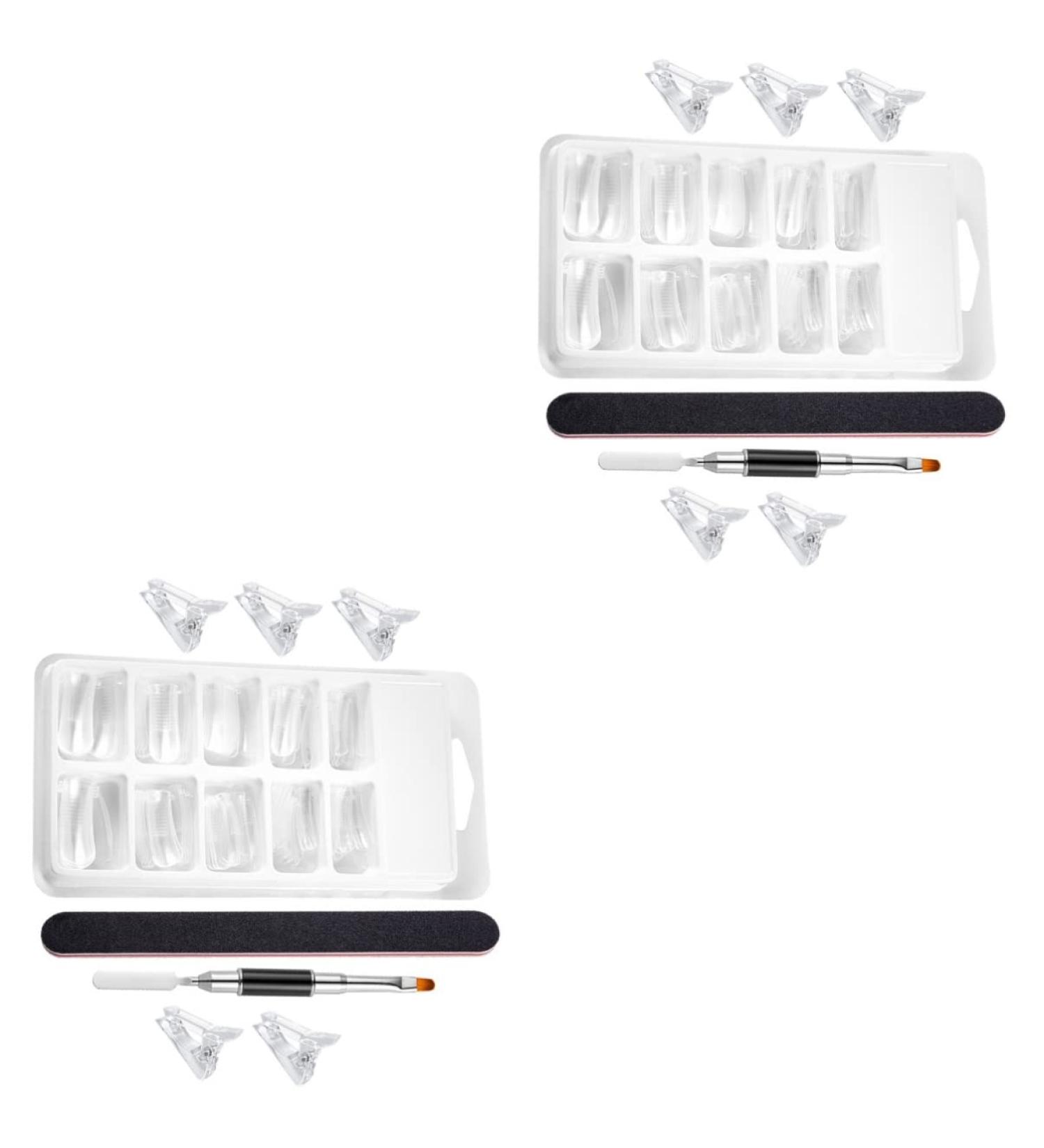 POPETPOP 2 Sets nail extension set dual ended brush coffin nail forms Extension Dual Nail Builder DIY nail art tool manicure kit Manicure Extending Nails plastic crystal clip with scale 17.8x1.2cmx2pcs As Shownx2pcs - Buy Online on GoSupps.com