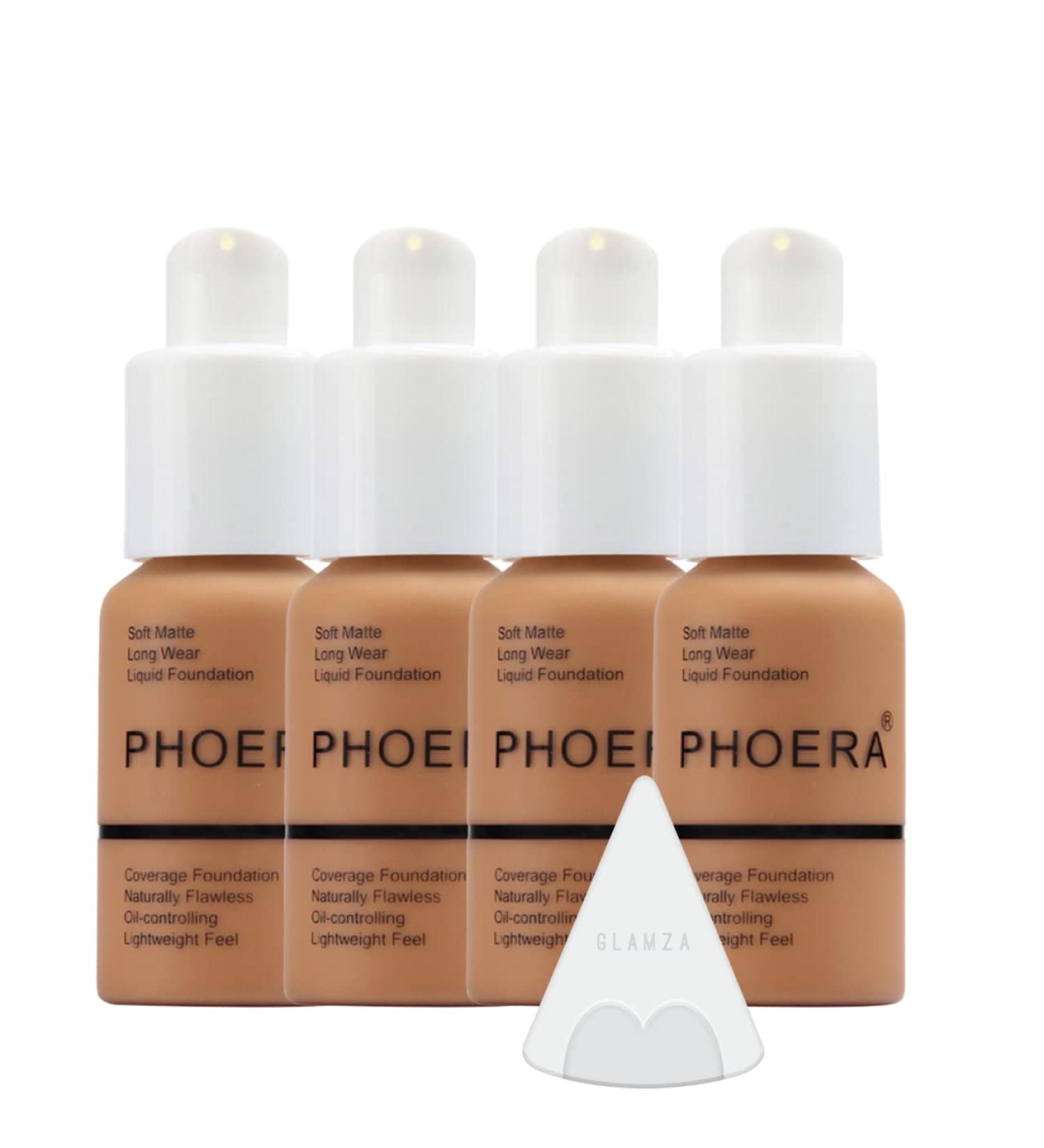 Glamza Phoera Full Coverage Makeup Kit - 24-Hour Long Lasting Oil Control Flawless Matte Matte Concealer Cream with 4 x 30ml Foundation and Sponge in - Buy Online on GoSupps.com