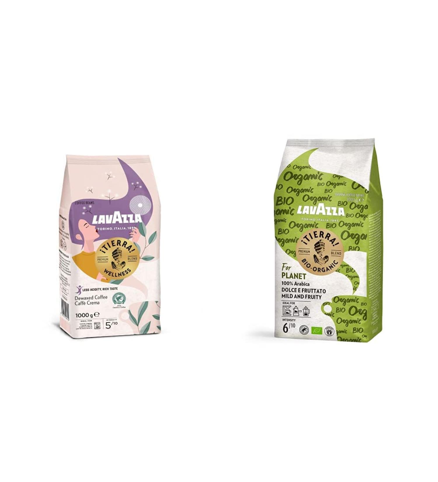 Buy Lavazza Tierra! Wellness & For Planet Coffee Bundle - 1kg Arabica & Robusta - 80% Less Caffeine & 100% High-Quality Arabica - Light Roast - International Shipping Available - Buy Online on GoSupps.com