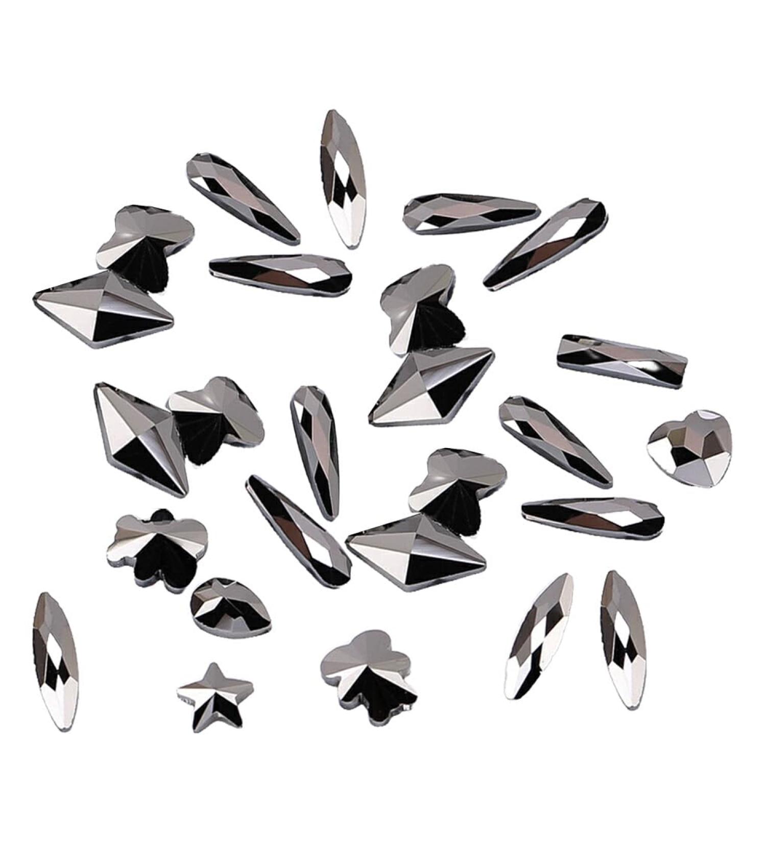 dijiusidy 50 Pieces Glass Crystal Set Eye-catching Personalized Nail Art Rhinestones DIY Handcraft Manicure Accessories for Card Making Dark Black - Buy Online on GoSupps.com