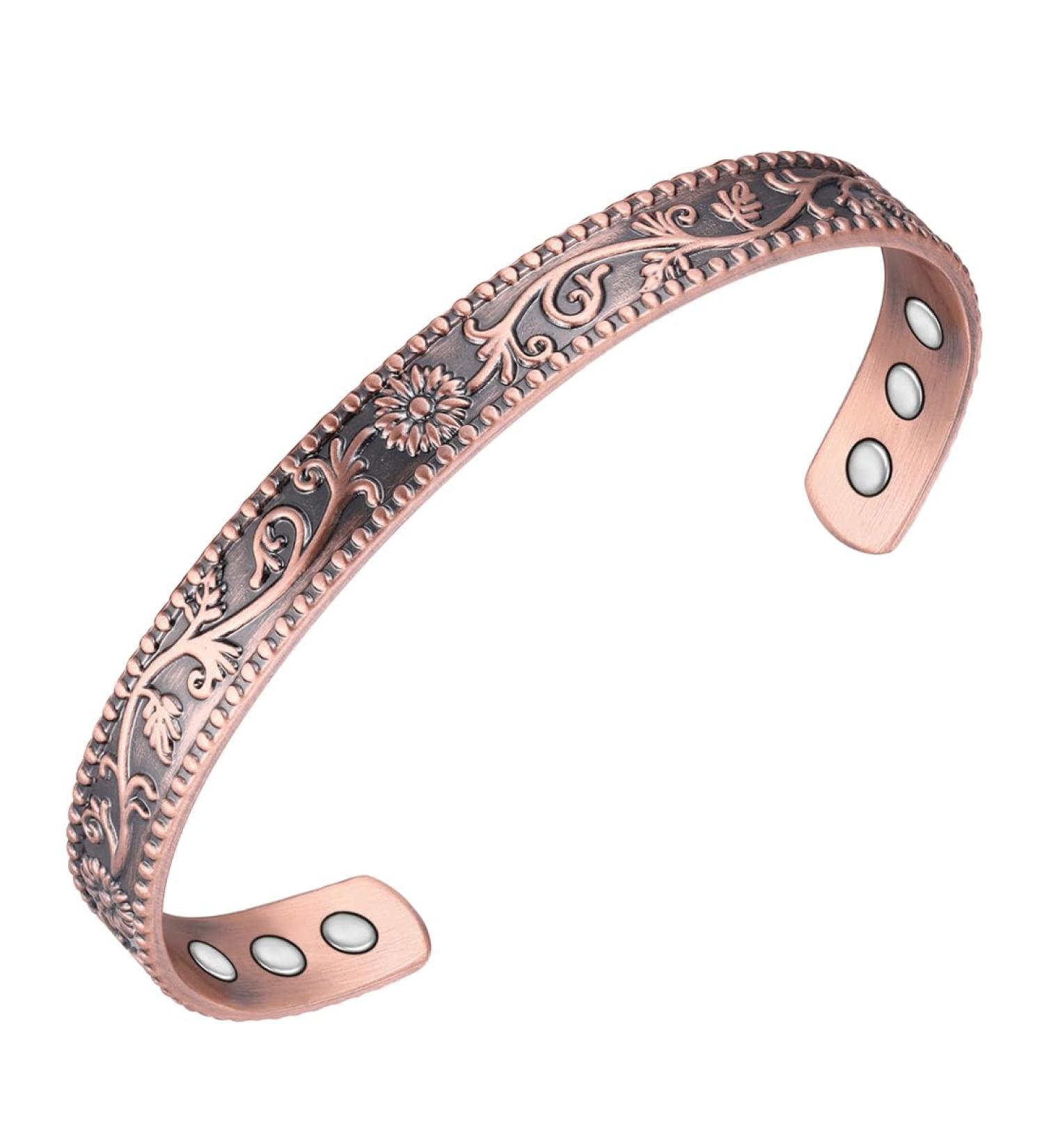 Vicmag 99.99% Pure Copper Magnetic Daisy Bracelet for Women | 6X Ultra Strength Magnets, Adjustable Size | Gift Box Included - Buy Online on GoSupps.com