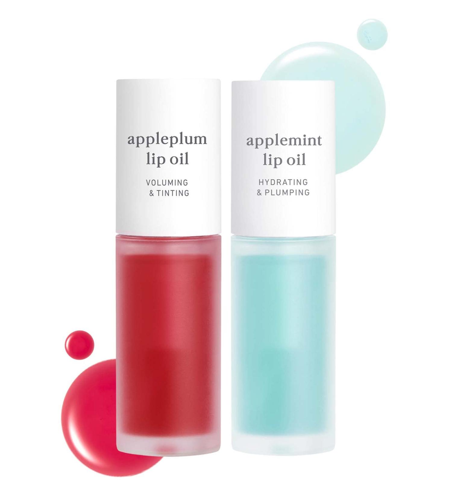 NOONI Appleseed Lip Oil Set - Appleplum & Applemint | Moisturizing Lip Oil Duo with Apple Seed Oil | Lip Stain Gift Set for Chapped Lips - 16 Duo - Buy Online on GoSupps.com