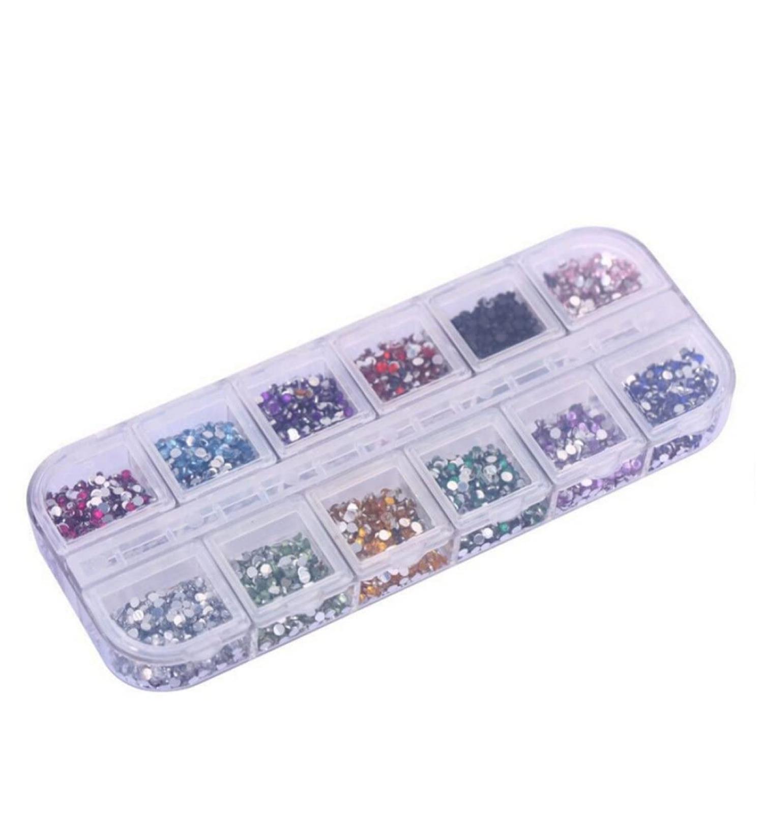 3000PCS Nail Art Rhinestones Kit Nail Tips Slices Nail Art Kit 12 Colours Nail Studs Glitter Nail For Nail Art Decorations - Buy Online on GoSupps.com