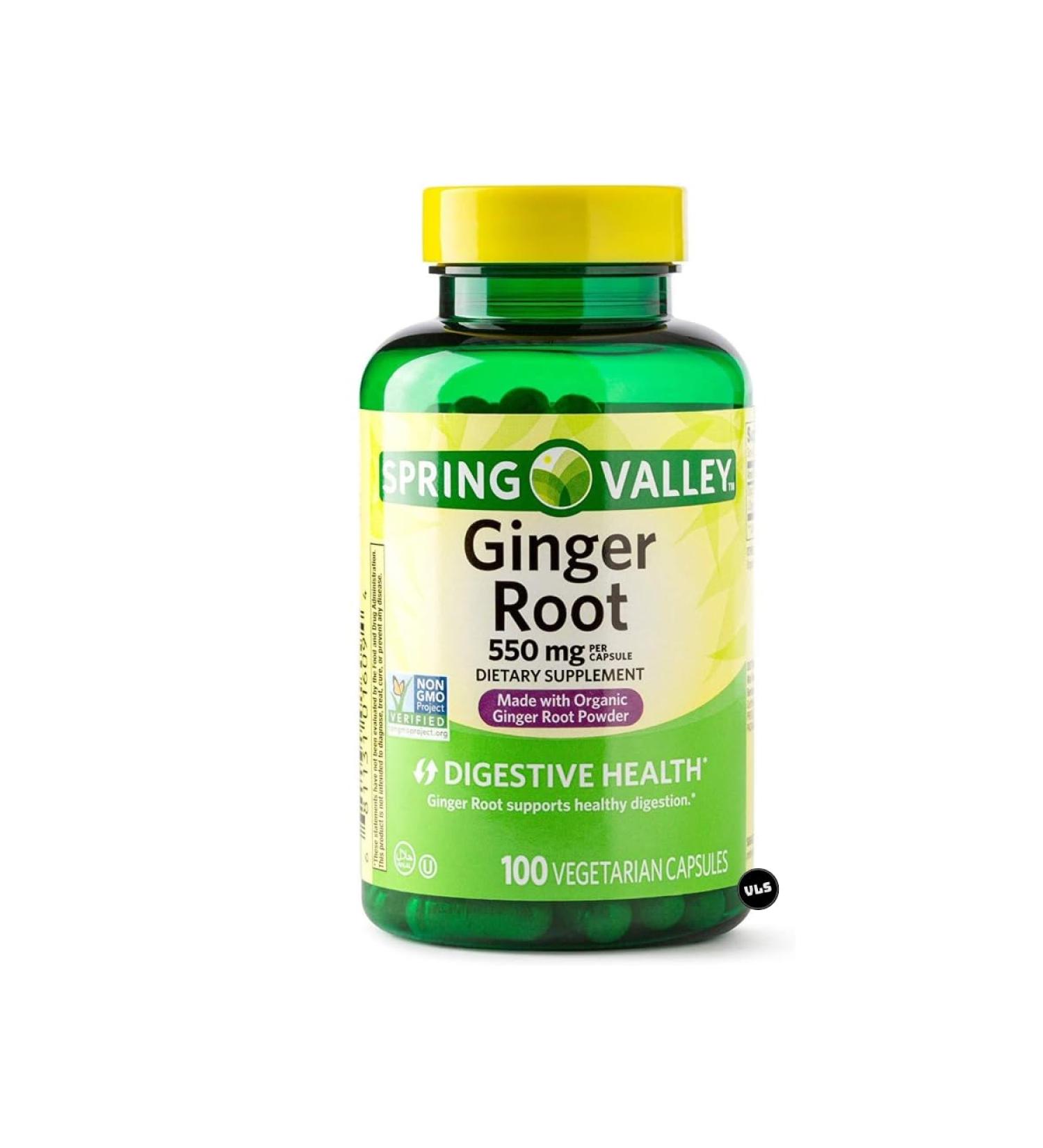 Vsl Budle Ginger Root 550 mg Made with Organic Ginger Root Powder - 100 Vegetarian Capsules + Vsl Sticker