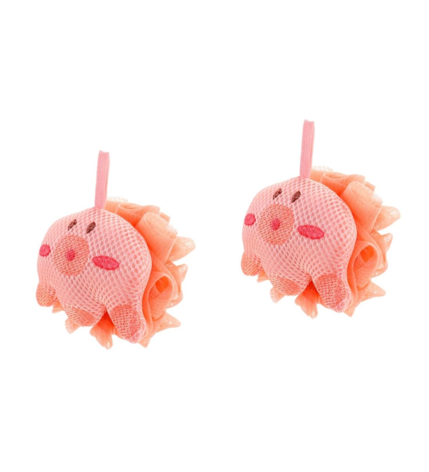 FOMIYES 2pcs Cartoon Bath Ball Pouf - Cute Kids Body Loofahs & Wall-Stick Scrubbers for Bath & Shower - Portable Baby Cleaning Supplies - Buy Online on GoSupps.com