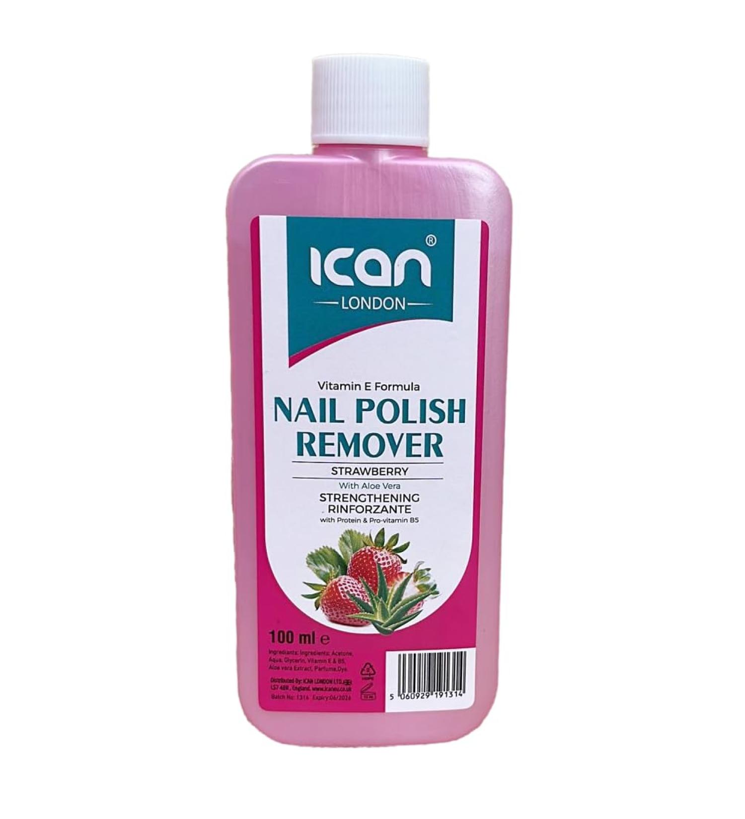 ican London Strawberry Vitamin E Formula Nail Polish Remover 100ml - Buy Online on GoSupps.com
