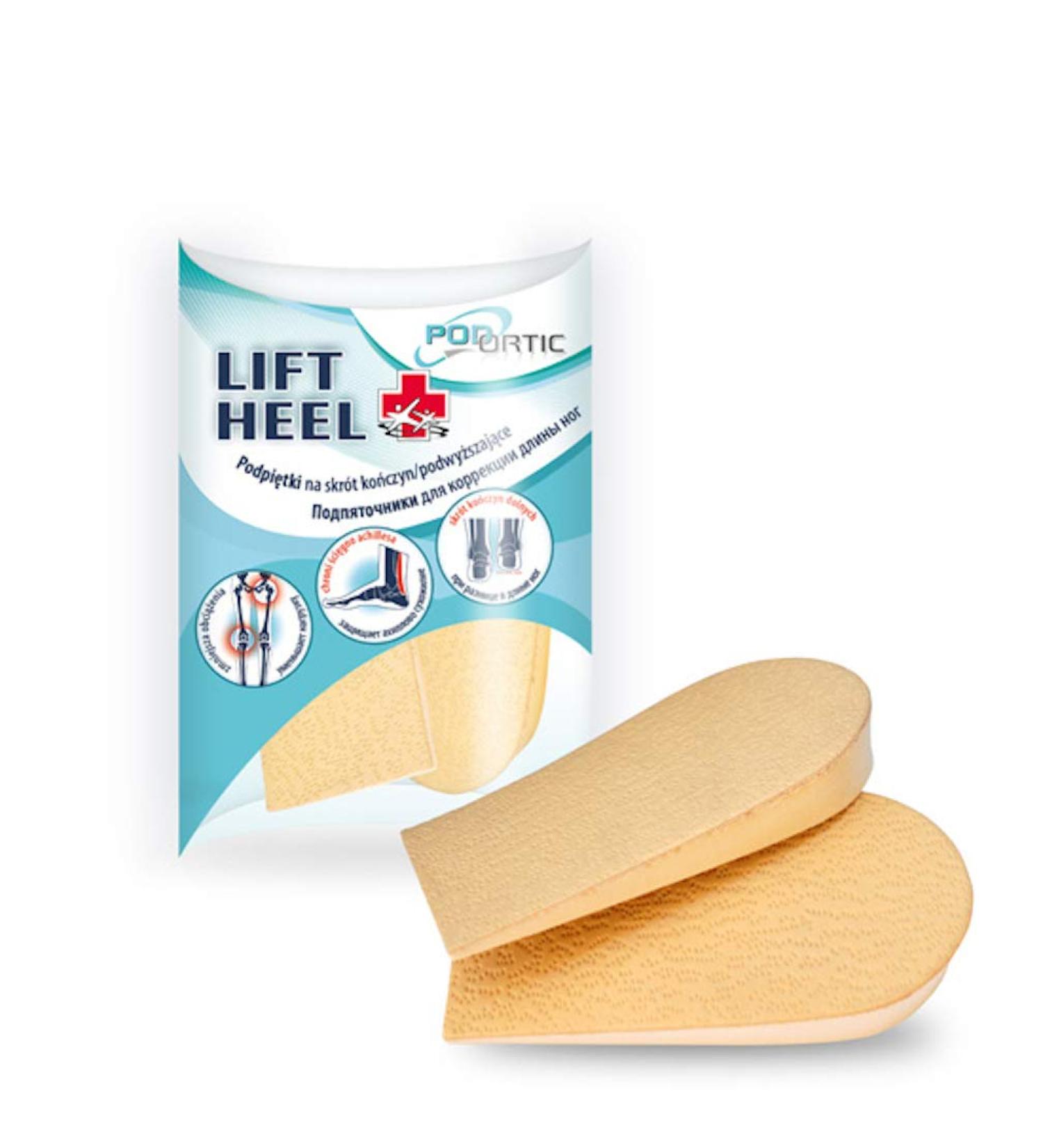 FabaCare Lift Heel Premium shoe insole made of genuine leather and foam layer heel pad heel cushion heel wedge size 1.5 cm L