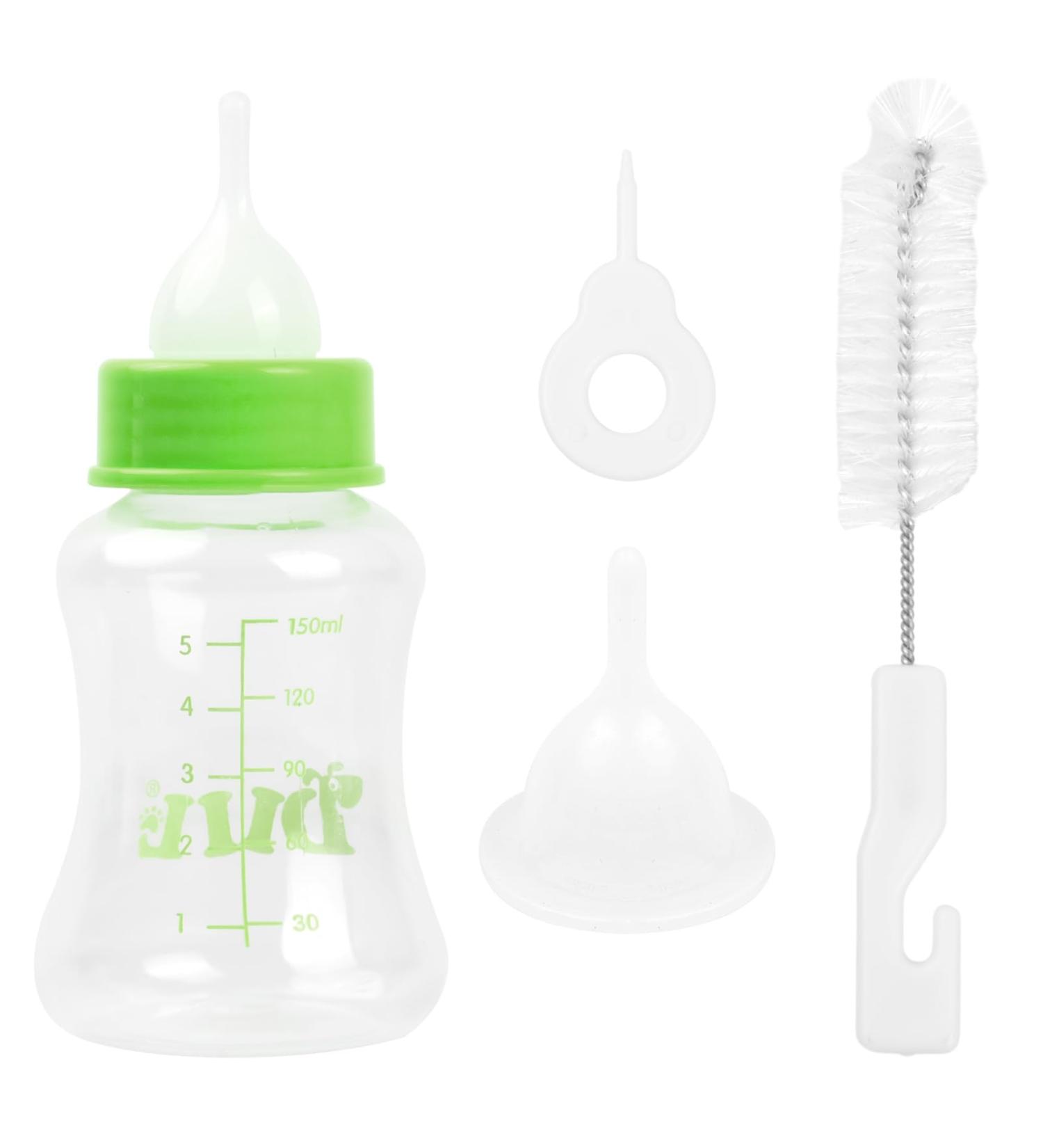 Breeding Bottle for Puppies & Kittens - 60ml & 150ml Pet Milk Bottle Set with Silicone Baby Bottle & Replacement Nipples - Ideal Feeding Tool for Dogs & Cats (Large Green) - Buy Online on GoSupps.com