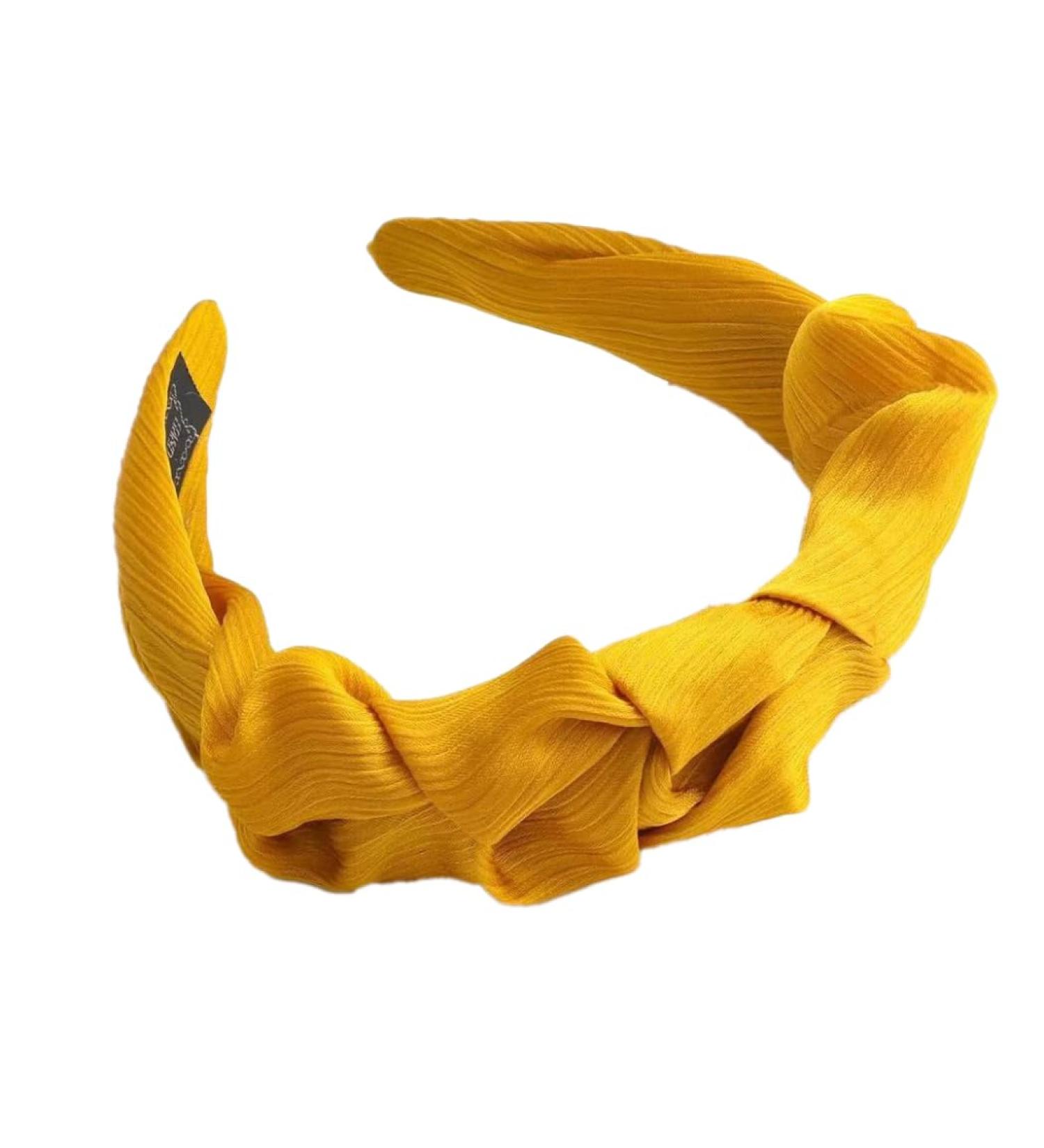 Women's Chiffon Pleated Headband Wide Hair Band Vintage Headband Hair Accessories Non-Slip Headbands Headwear Headbands for Women Girls Daily Wear Yellow - Buy Online on GoSupps.com