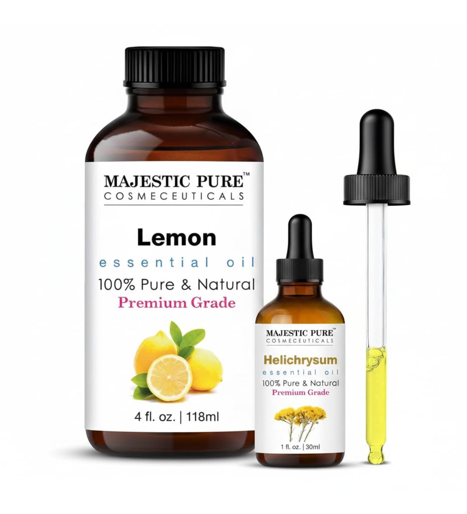 MAJESTIC PURE Helichrysum (1 Fl Oz) and Lemon (4 Fl Oz) Essential Oil Bundle - Buy Online on GoSupps.com