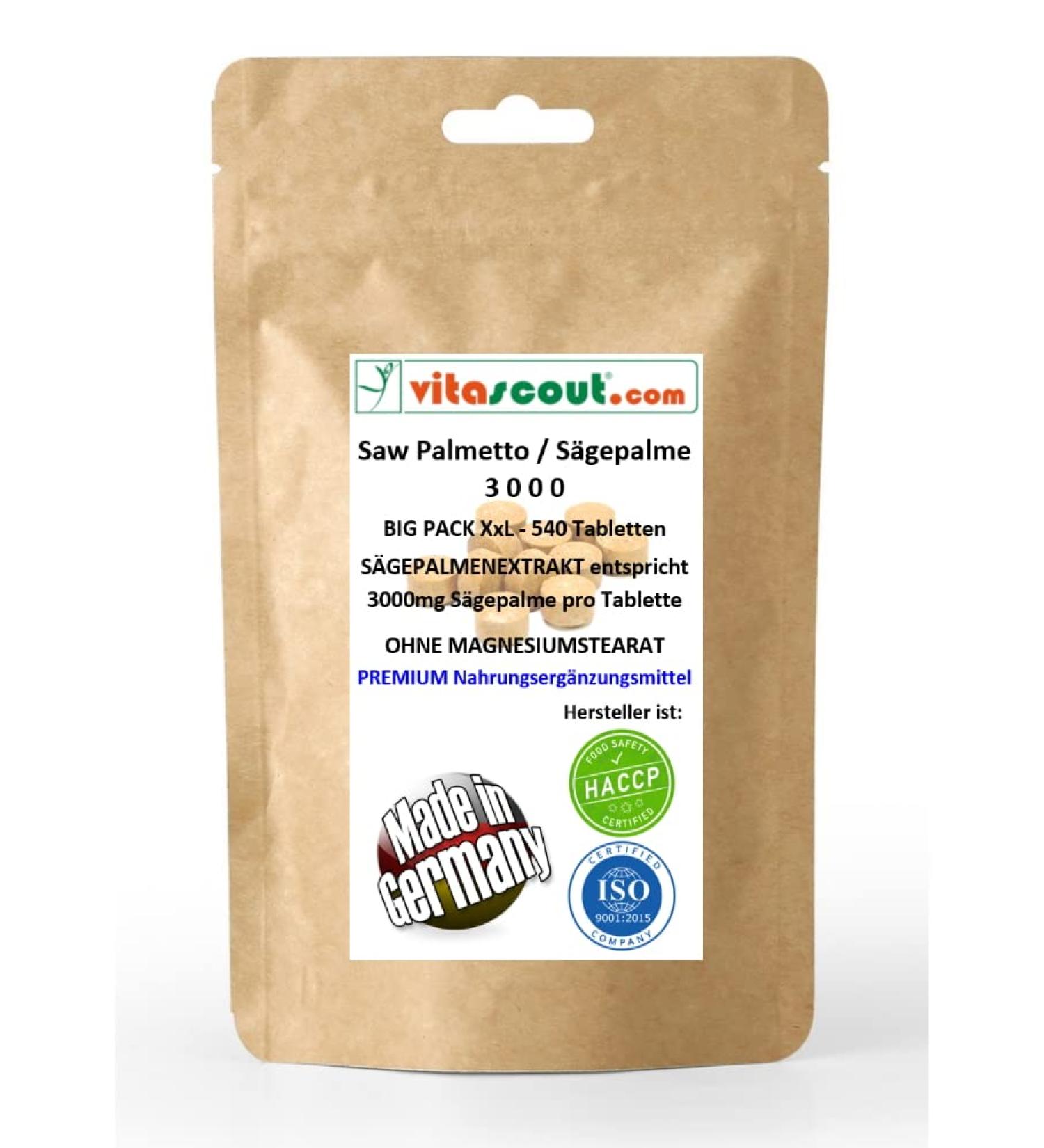 Saw Palmetto Extract 540 Tablets - Highest Dosage 3000mg - No Magnesium Stearate - Made in Germany - Premium Quality eCommerce International Shipping - Buy Online on GoSupps.com