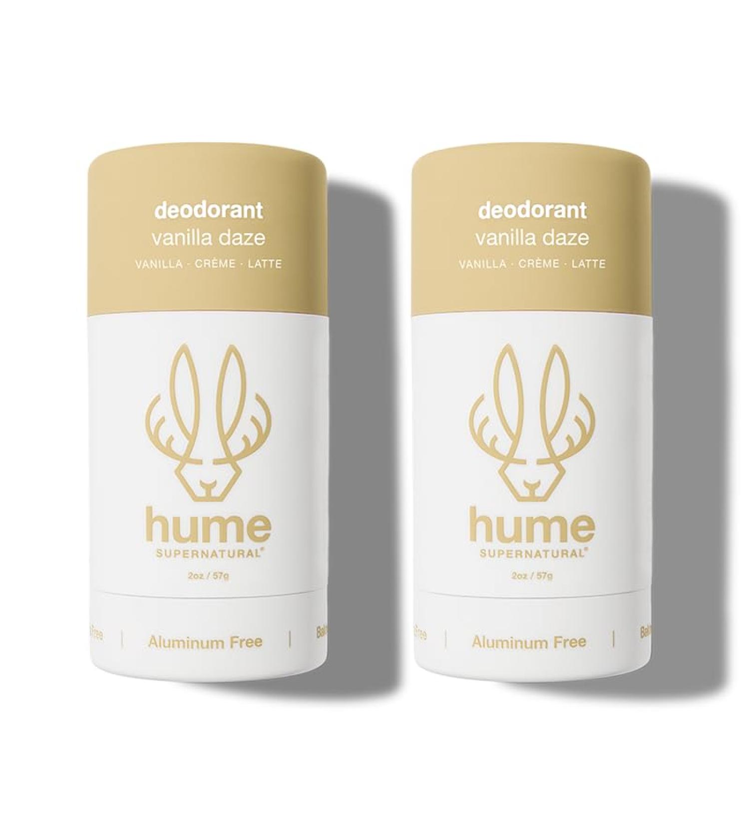 Hume Supernatural Aluminum Free Deodorant for Women & Men - Safe for Sensitive Skin - Probiotic Plant-Based Baking Soda Free Aloe & Cactus Flower Anti Sweat Stain & Odor - Vanilla Daze 2-Pack Vanilla Daze 2-Pack - Buy Online on GoSupps.com