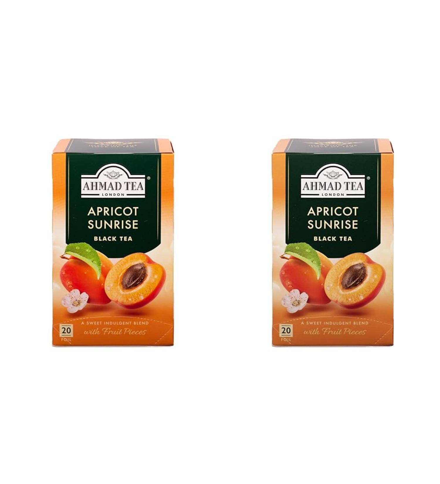 Ahmad Tea Apricot Sunrise Black Tea with Apricot 20 Individually Packaged Aroma-Sealed Bags (2-Pack) - Premium Quality Fruit Tea - Buy Online on GoSupps.com