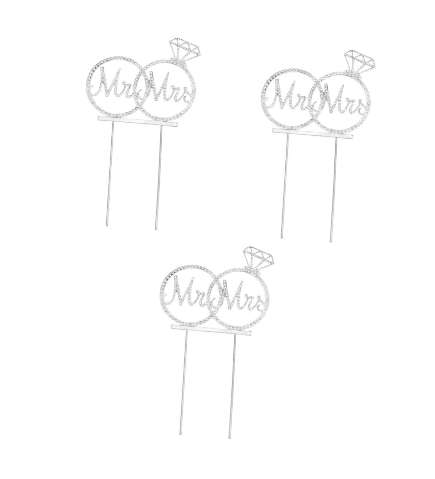 Warmhm 3pcs Cupcake Topper Cake Pick Wedding Cake Toppers Mr Mrs Shape Deisgn Picks Cupcakes Food Decoration Supplies Hair Accessories Bride Gorgeous Silverx3pcs mediumx3pcs - Buy Online on GoSupps.com