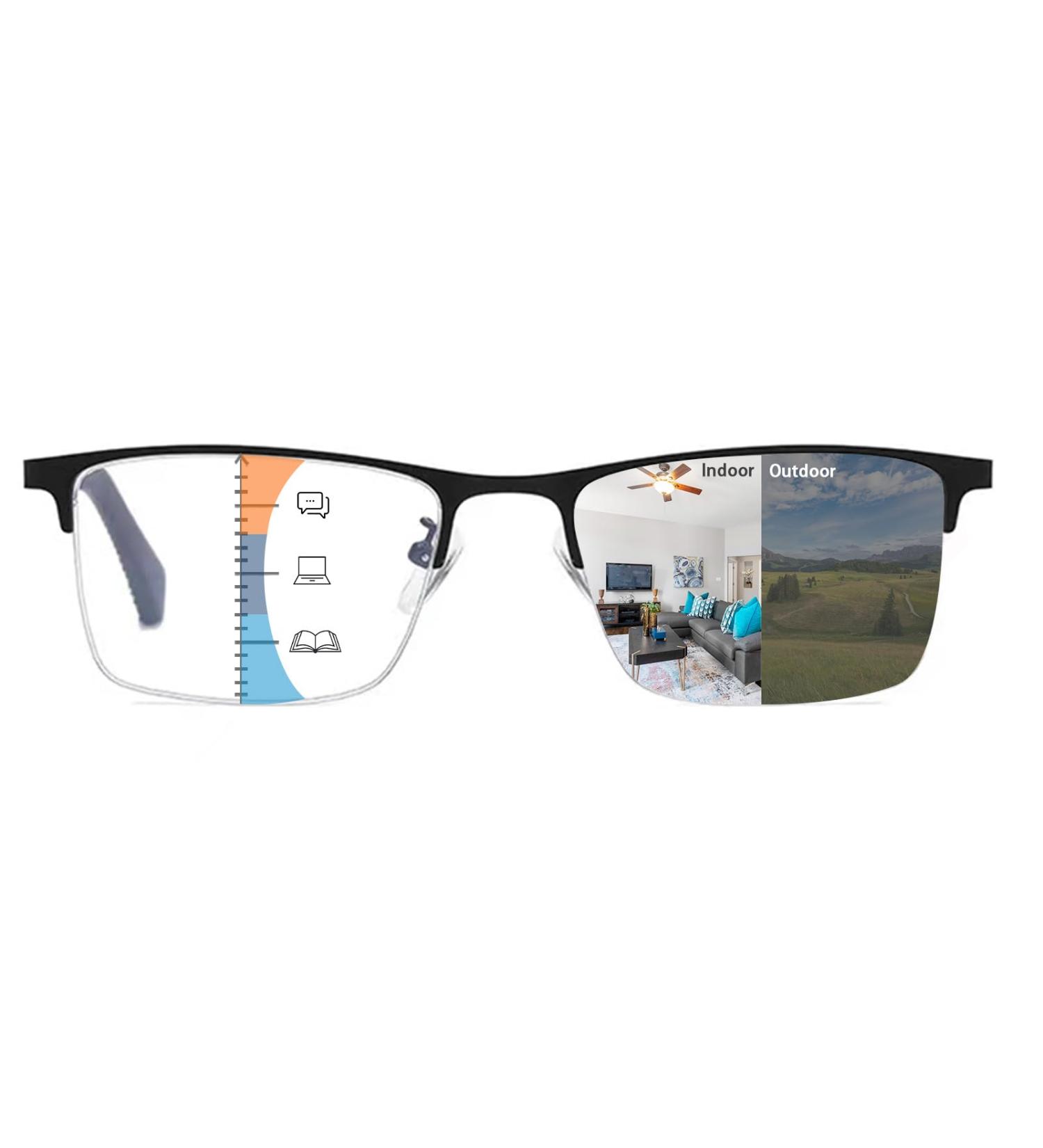 Shop Durable Progressive Multifocus Photochromic Reading Glasses for Men | Anti-Blue Light Multifocal Readers | Black 1.5x - International Shipping Available - Buy Online on GoSupps.com