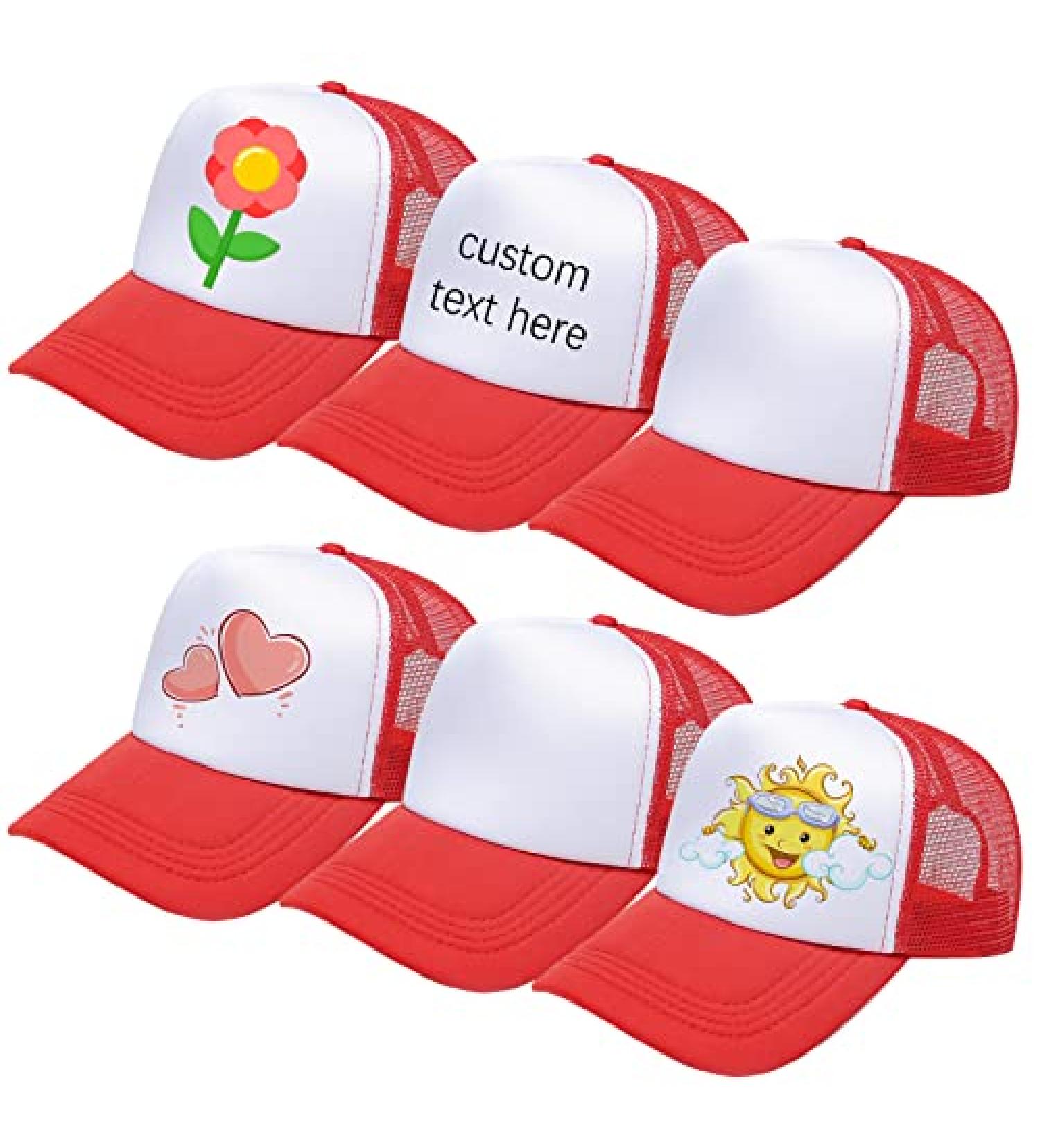 6 Pack Kids Mesh Trucker Hats - DIY Sublimation Blank Baseball Caps | Adjustable Snapback Sun Hat for Sports and Outdoor Activities - Red White - Buy Online on GoSupps.com