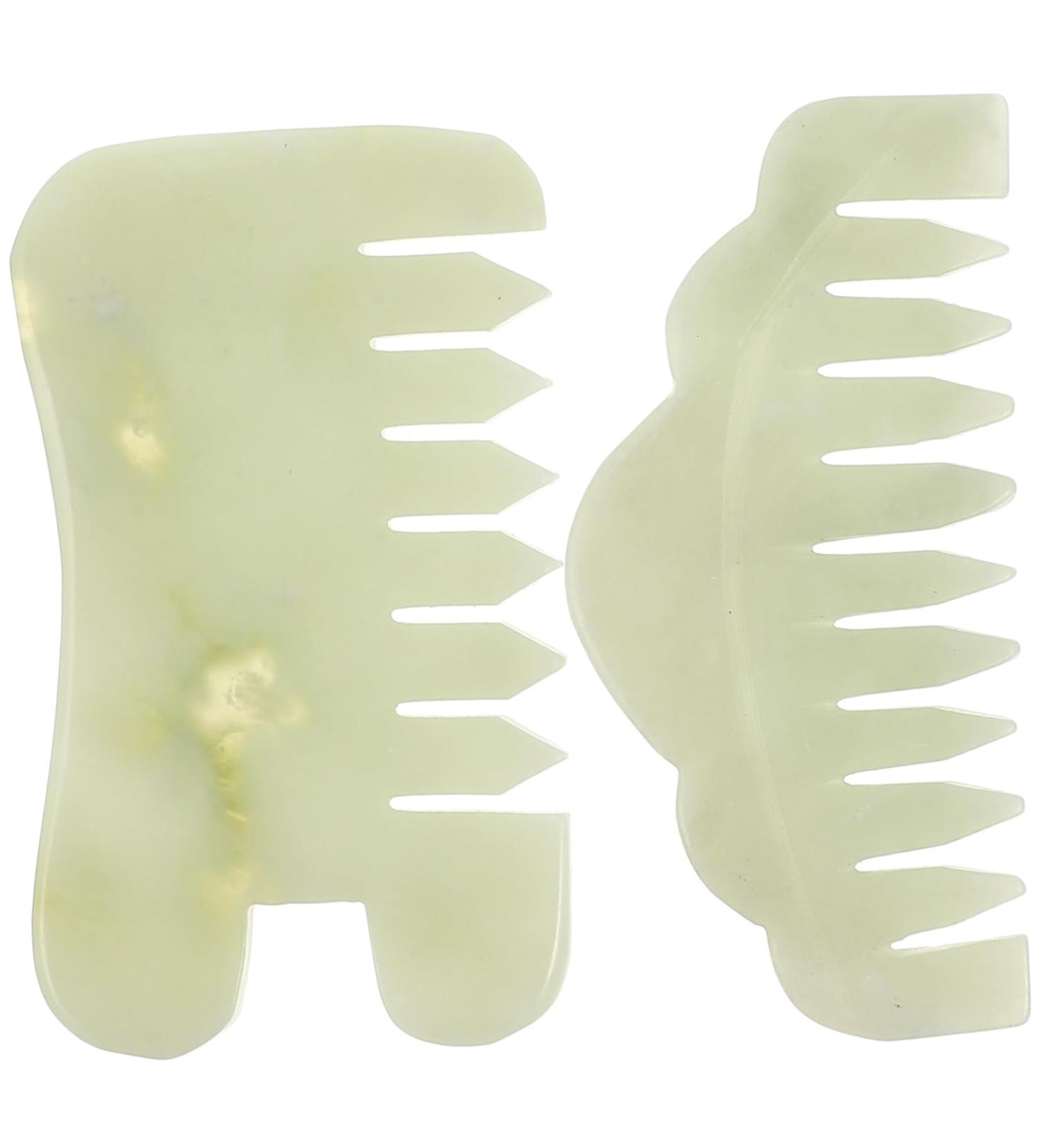 Beaupretty Jade Gua Sha Comb - 2-Piece Scalp Massage Tools for Relaxation & Bridal Gifting - Buy Online on GoSupps.com