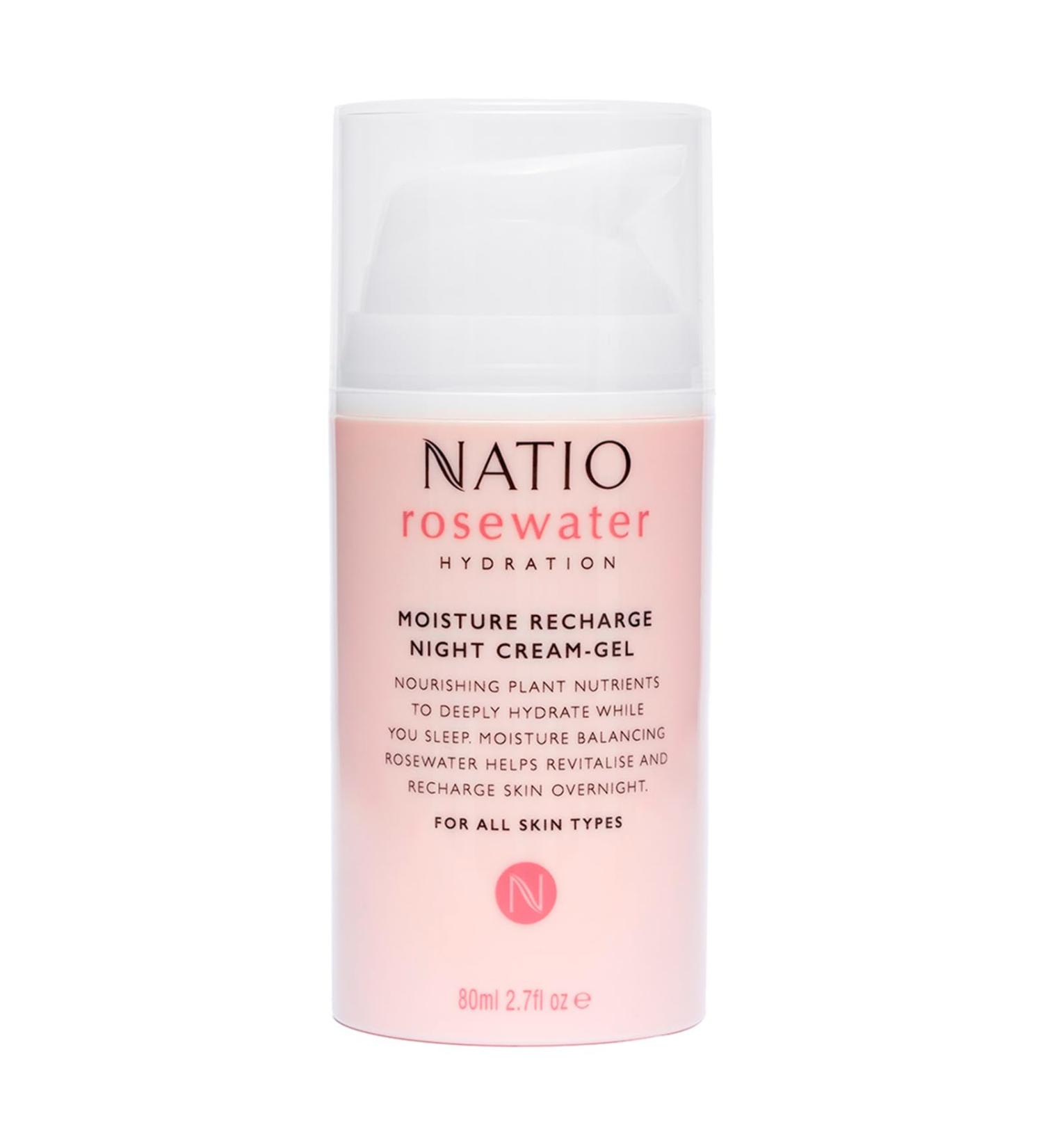 Natio Australia Rosewater Hydration Night Cream-Gel 2.7 oz | Moisturizer with Shea Butter for All Skin Types - International Shipping Available - Buy Online on GoSupps.com