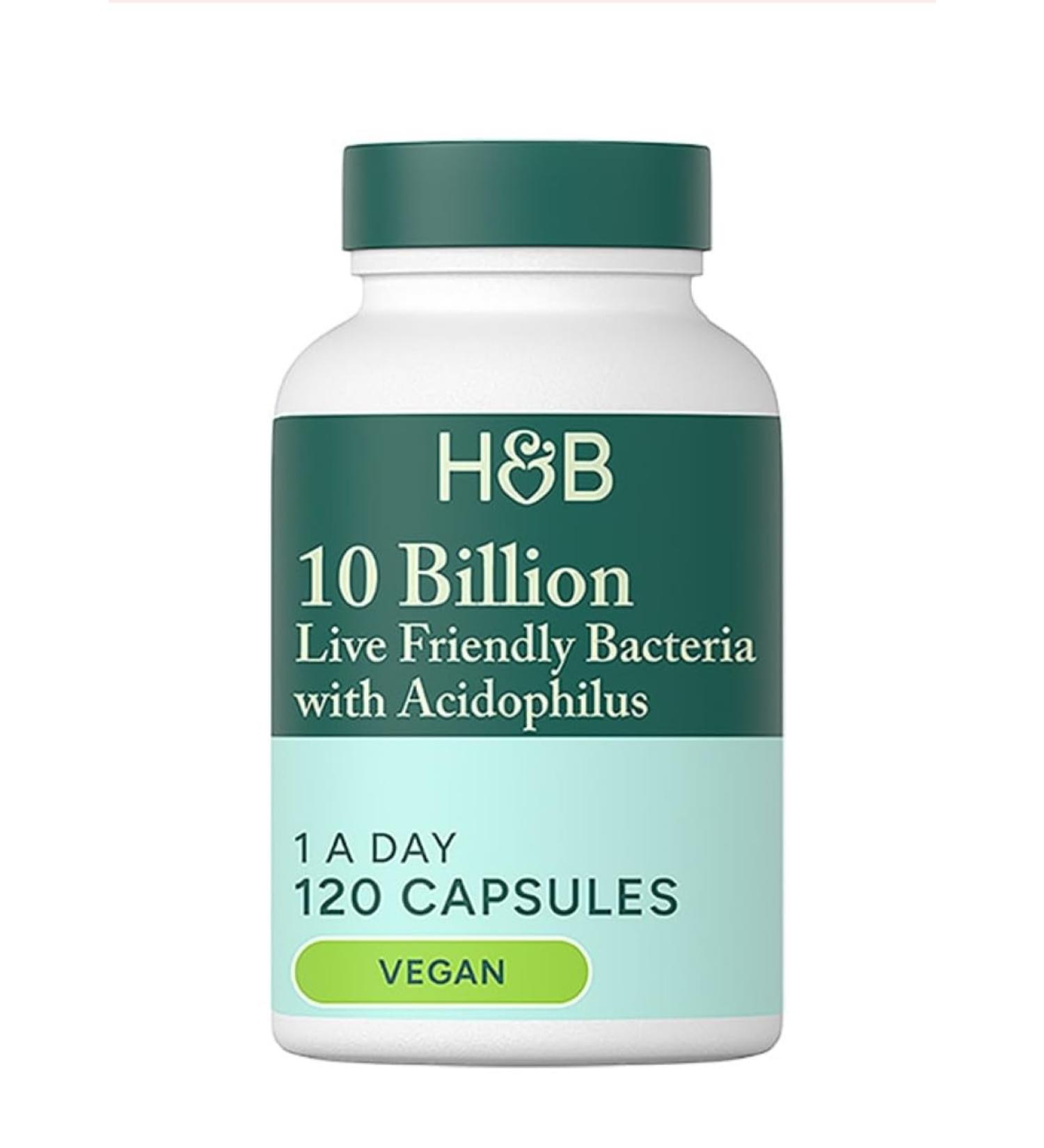 Holland and Barrett 10 Billion Live Friendly Bacteria with Acidophilus Vegan 120 Capsules