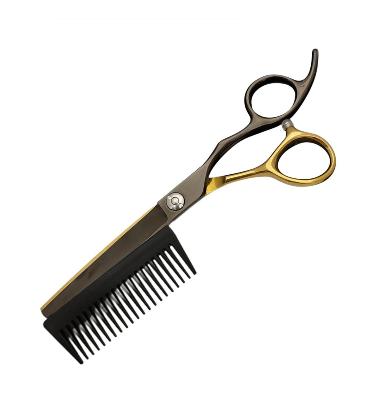 Hair Cutting Scissors 2 in 1 Hair Trimming Scissors Detachable Comb Ultra - Hair Cutting Tools Multipurpose Salon Hairdressing Shears for Precise Cutting Black Copper - Buy Online on GoSupps.com