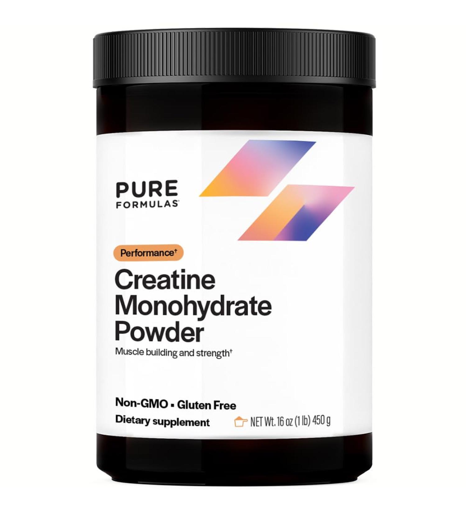 PureFormulas Creatine Monohydrate for Muscle Growth, Creatine Monohydrate Powder, 90 Servings, 16 Oz (1 lb) 450 g, Dairy-Free, Gluten-Free, Non-GMO, Enhance Athletic Performance & Strength - Buy Online on GoSupps.com