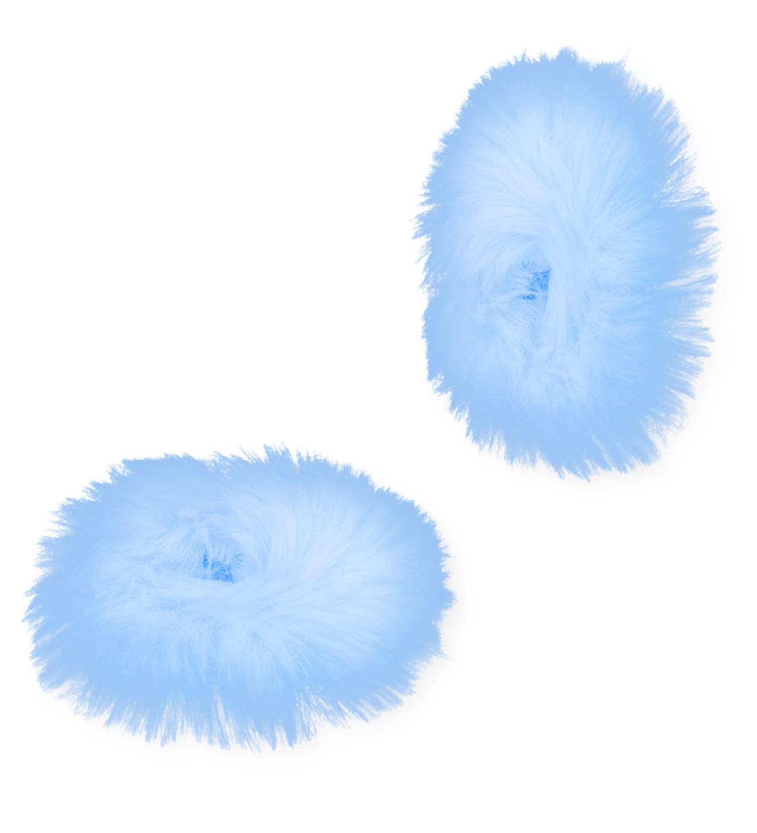 KINBOM Faux Fur Hair Ties - 2 Pack Blue Elastic Pom Poms for Girls | International Shipping Available - Buy Online on GoSupps.com